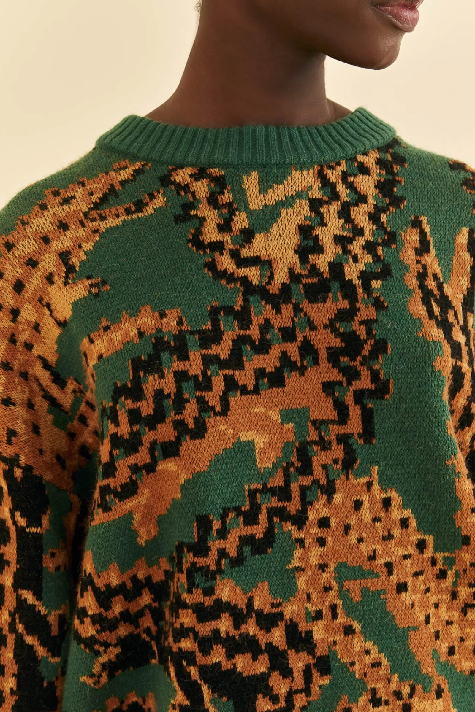GREEN CROCO KNIT SWEATER