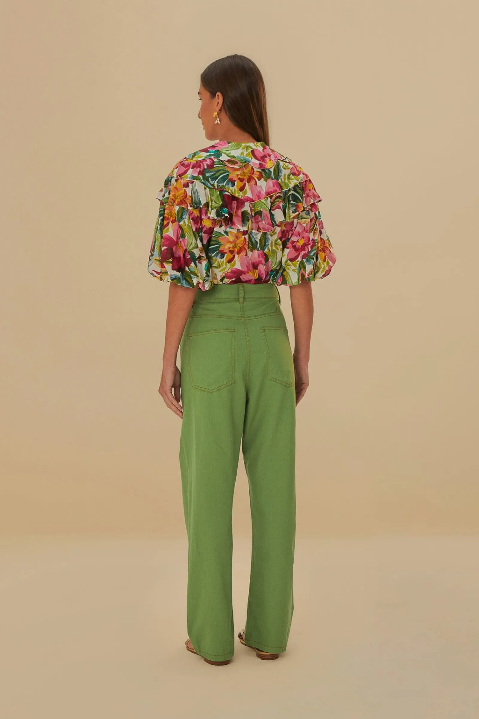 GREEN PLEAT PANTS