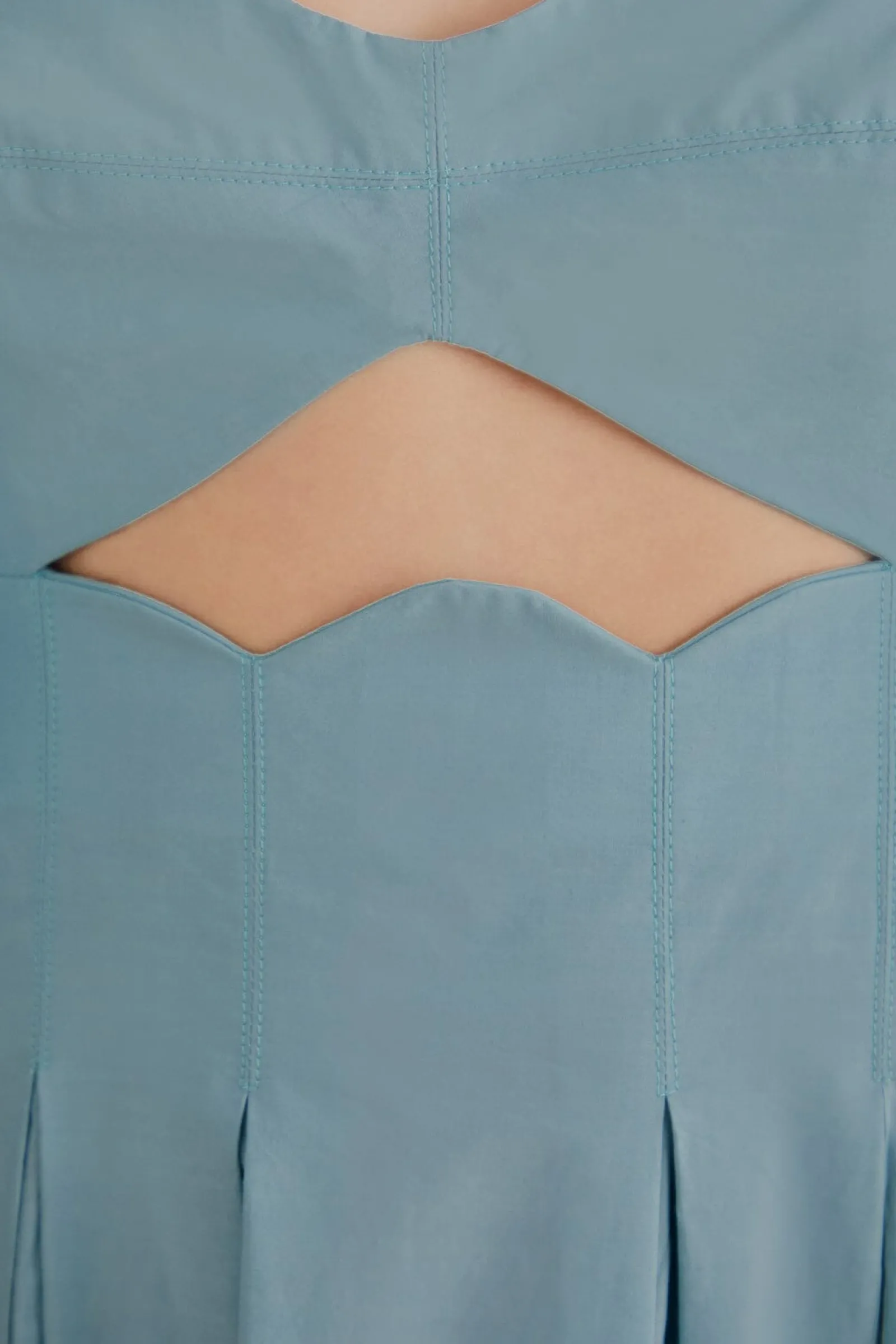 GREY BLUE CUT OUT MIDI DRESS