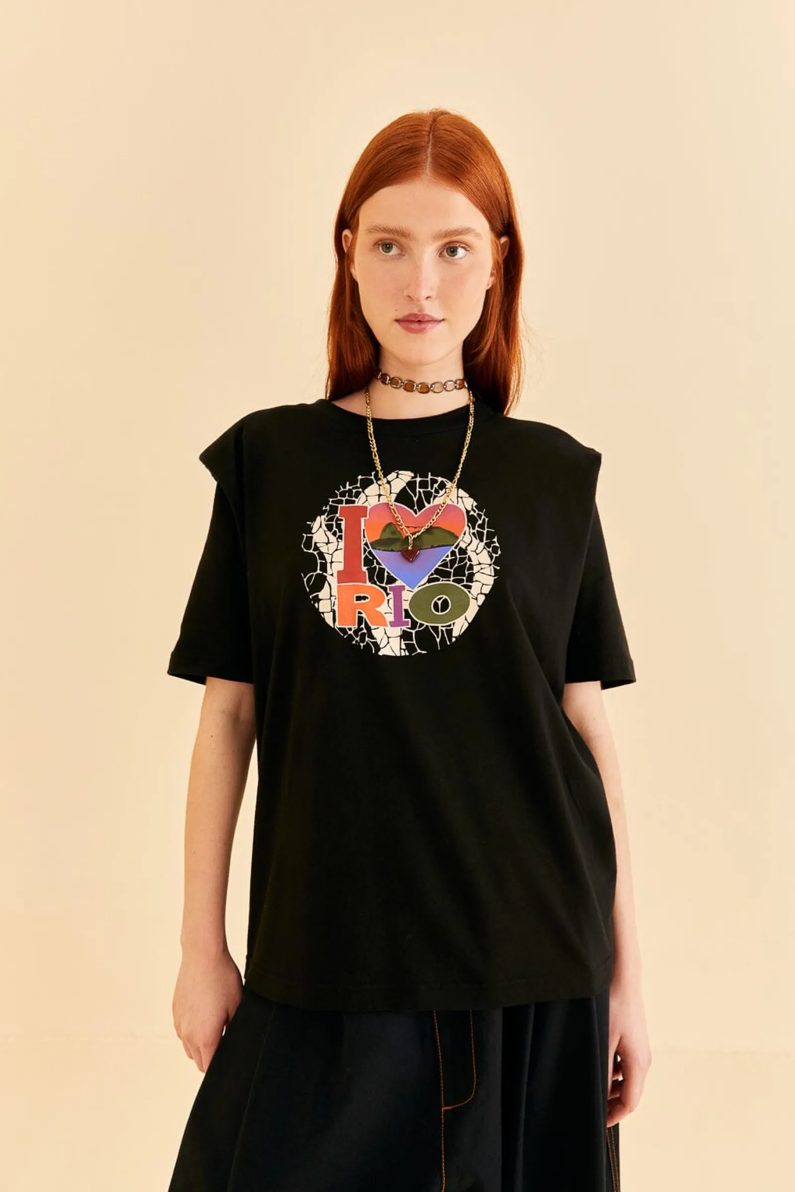  I LOVE RIO SHOULDER PADS ORGANIC COTTON T-SHIRT