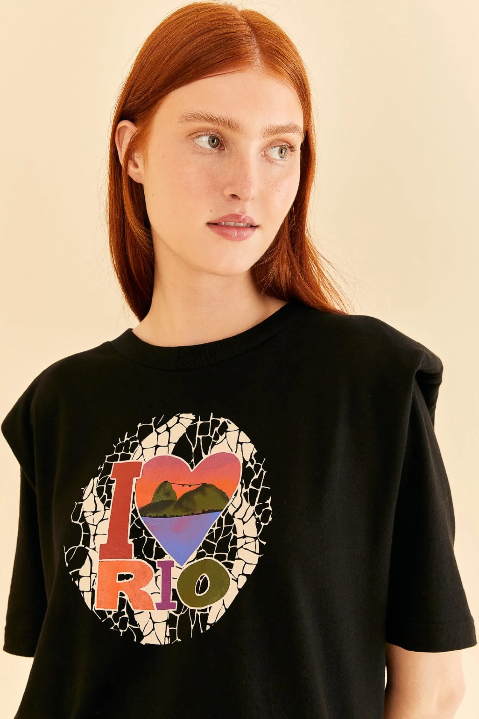I LOVE RIO SHOULDER PADS ORGANIC COTTON T-SHIRT