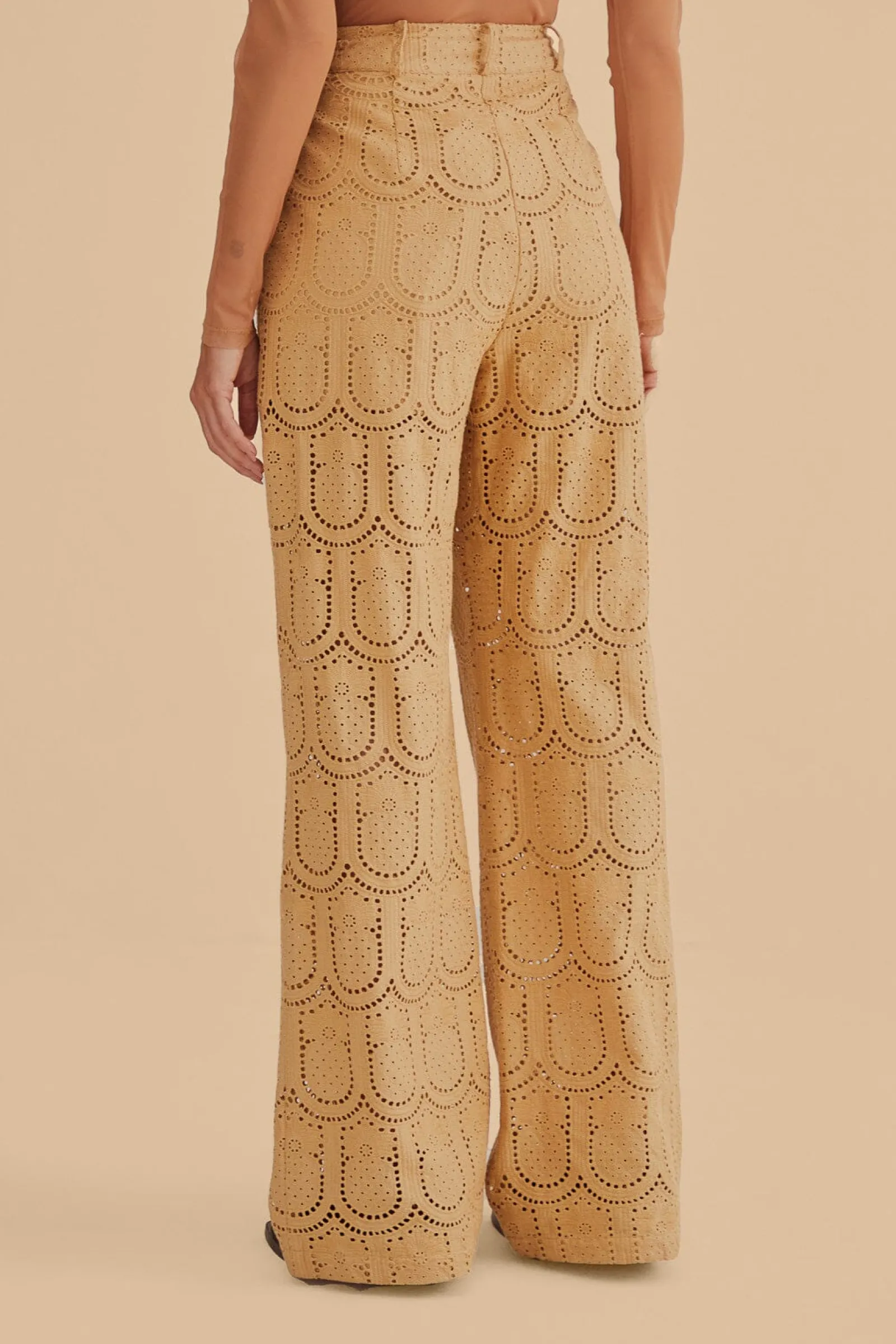 KHAKI PINEAPPLE EYELET PANTS
