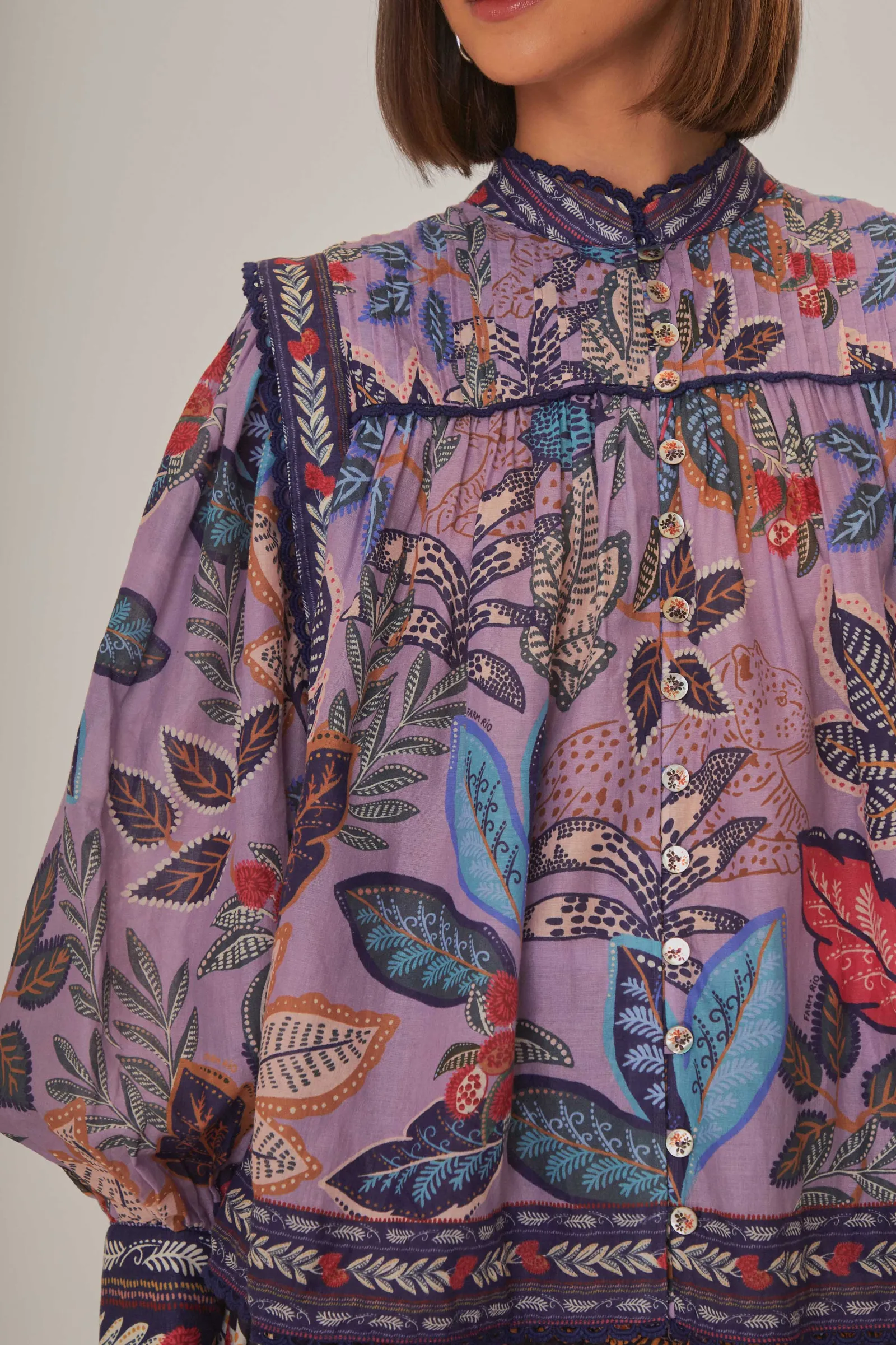 LAVENDER WILD NIGHT LONG SLEEVE BLOUSE