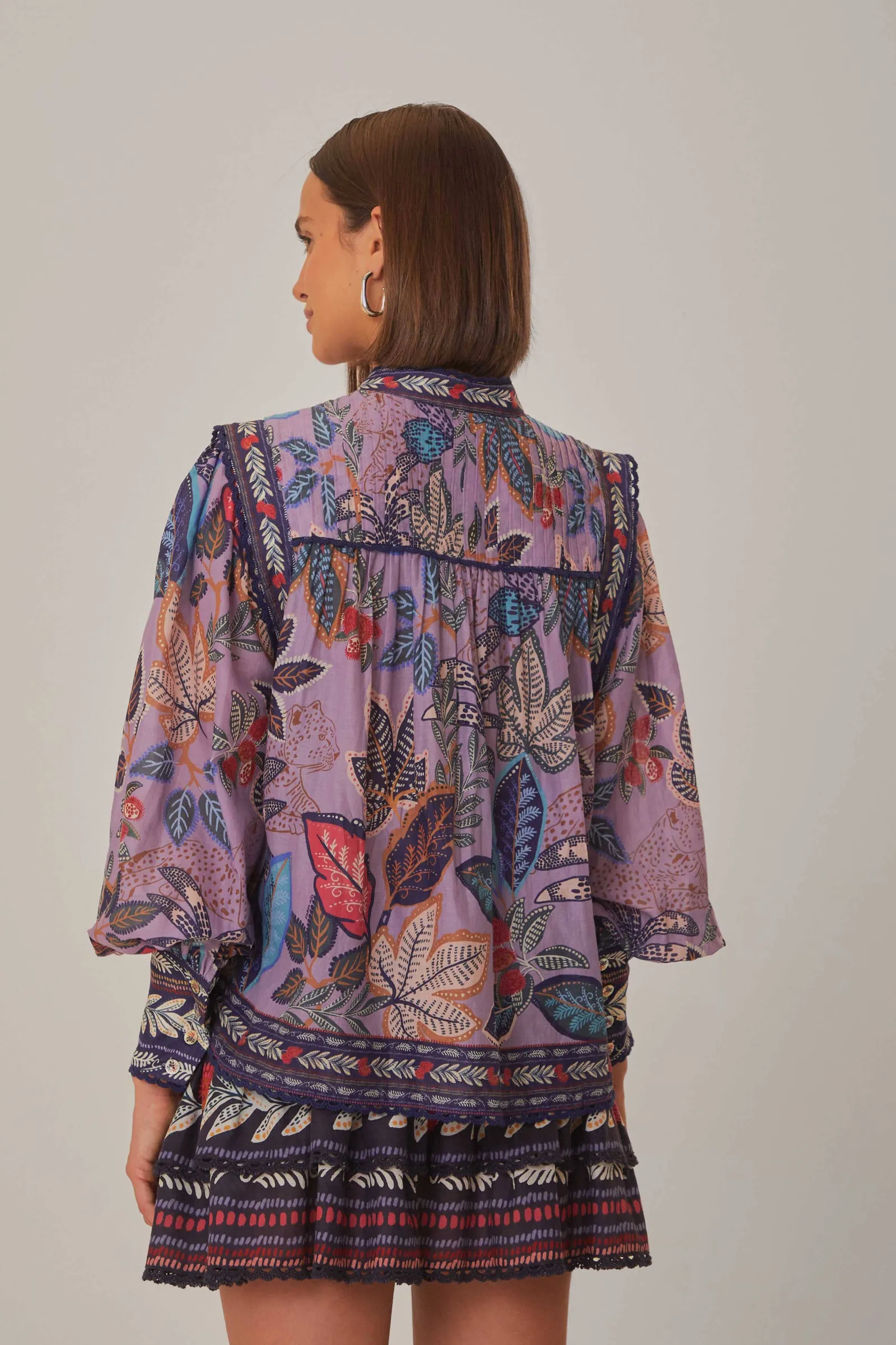 LAVENDER WILD NIGHT LONG SLEEVE BLOUSE