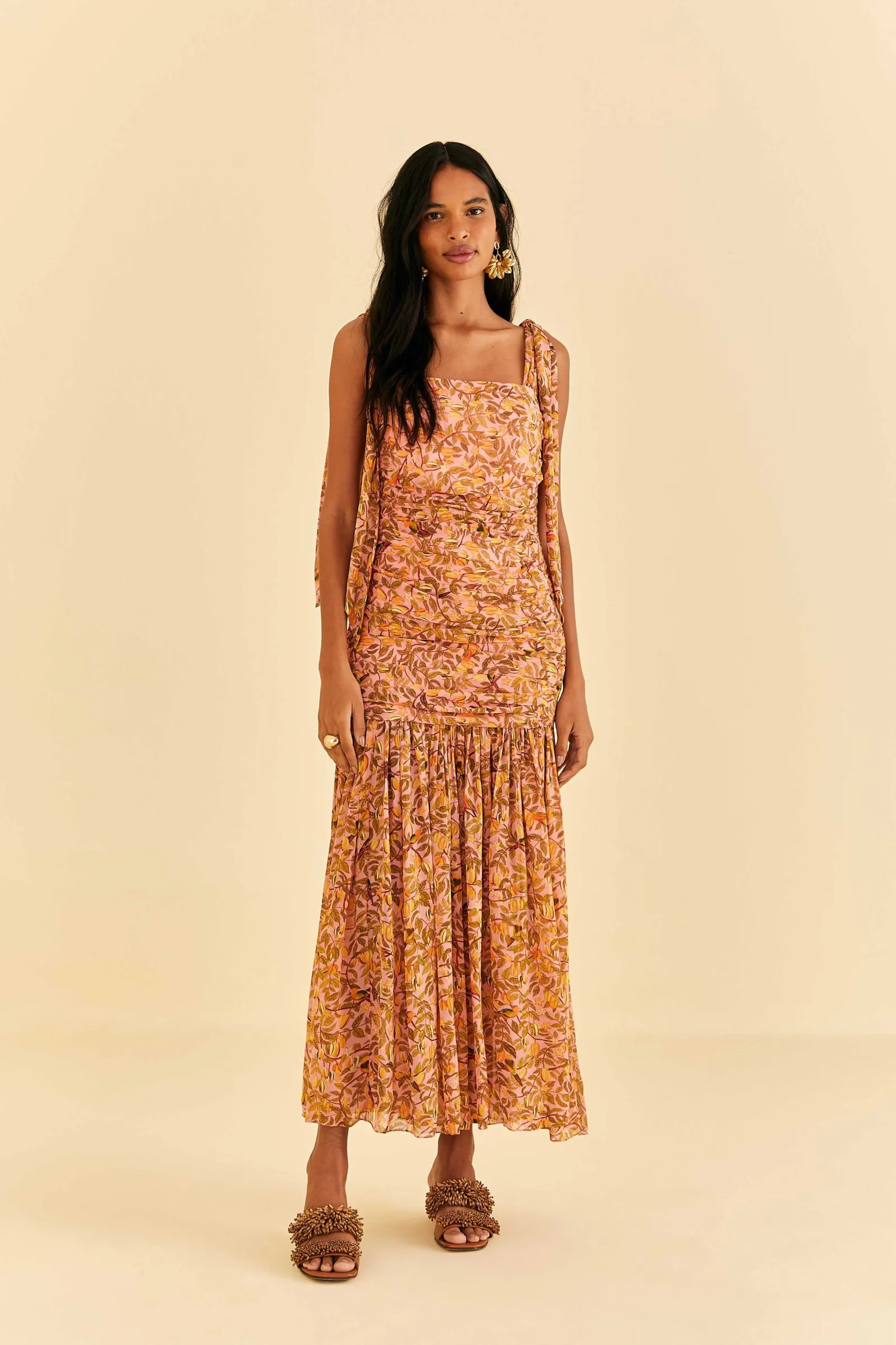 LIGHT PINK STAR FRUIT MIDI DRESS