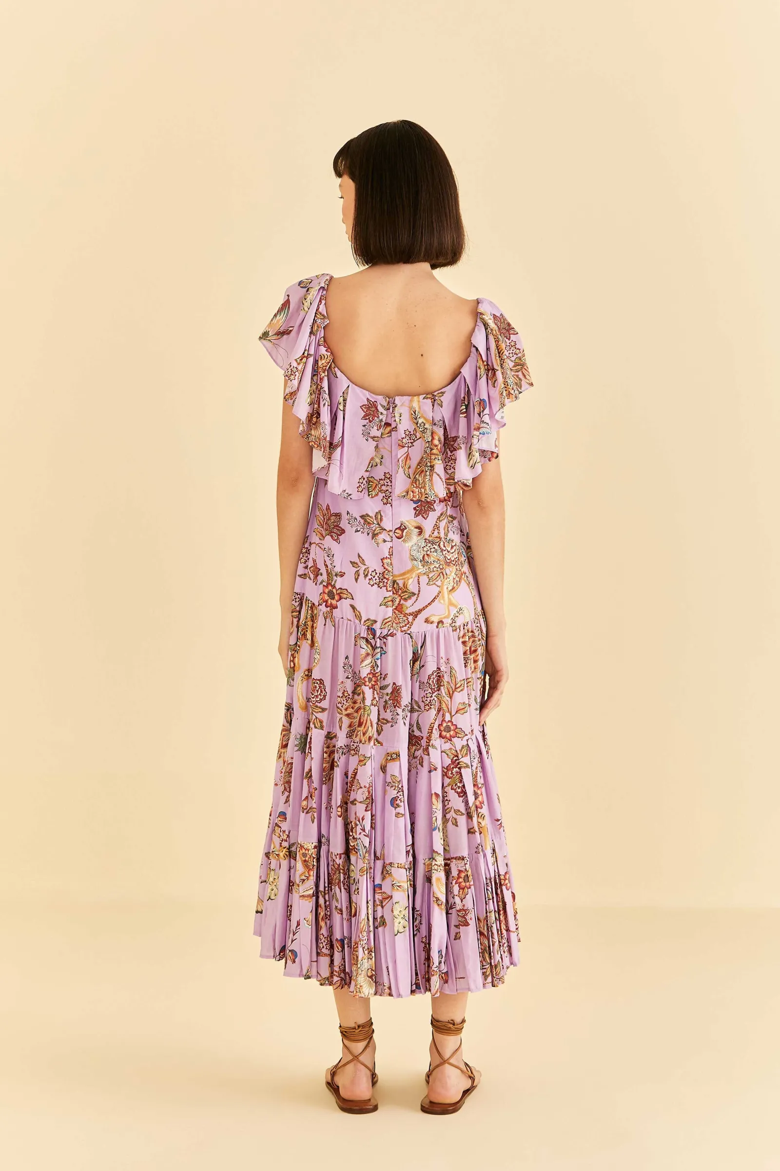 LILAC FLORAL MONKEY SHORT SLEEVE MAXI DRESS