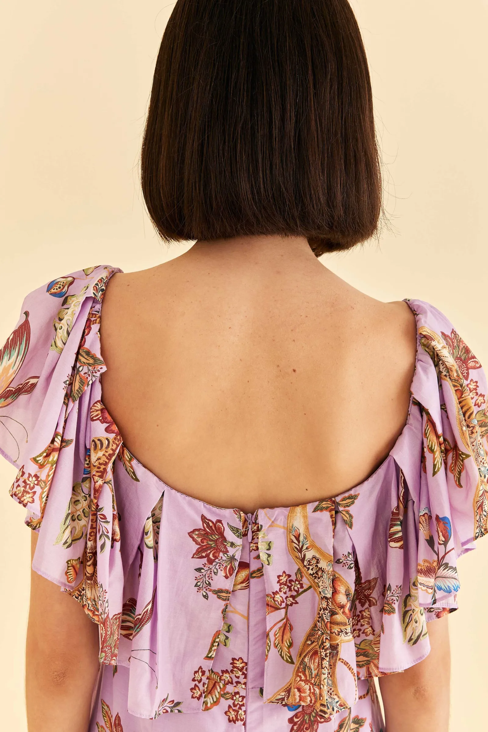 LILAC FLORAL MONKEY SHORT SLEEVE MAXI DRESS