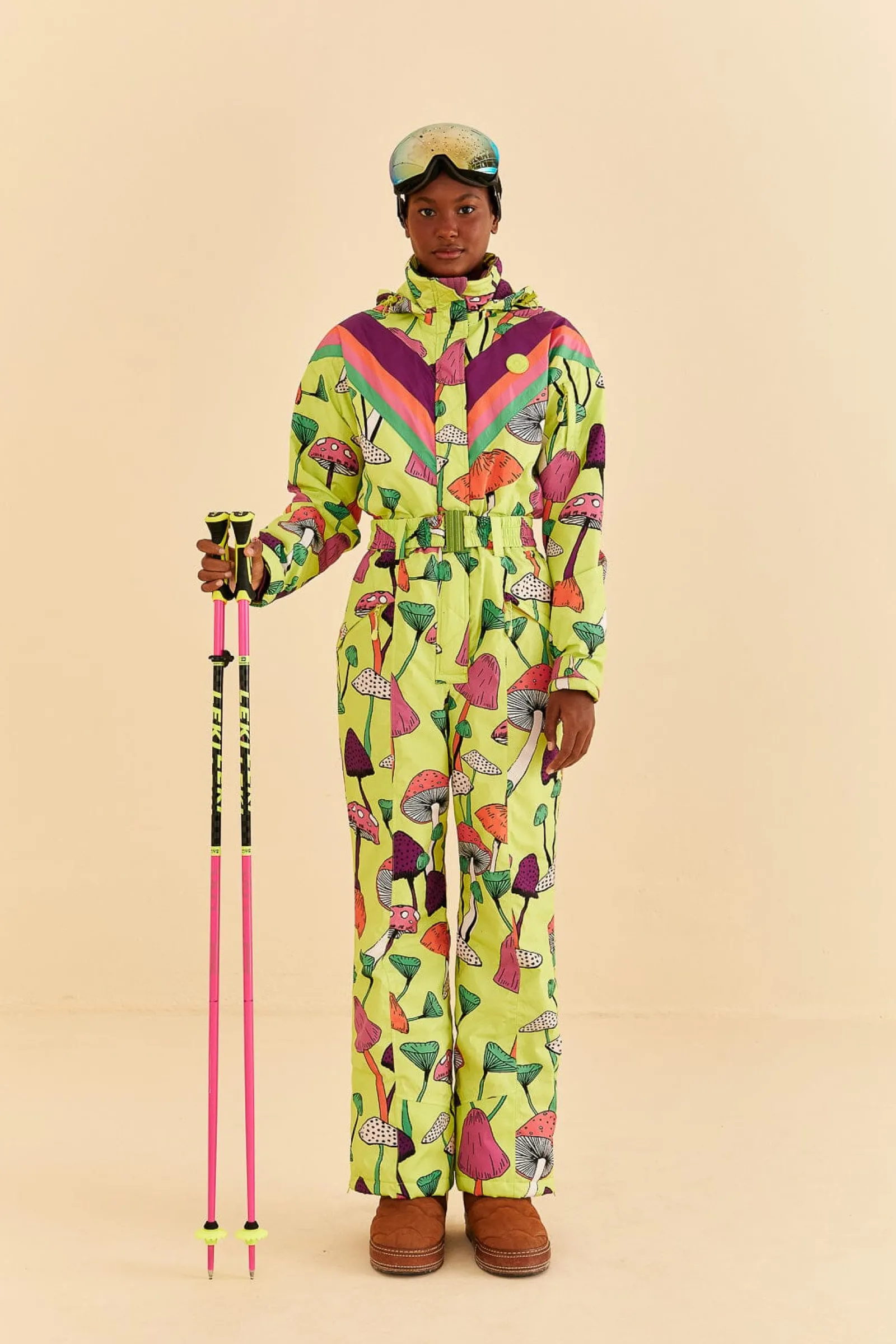  LIME GREEN NEW MUSHROOM SKI JUMPSUIT