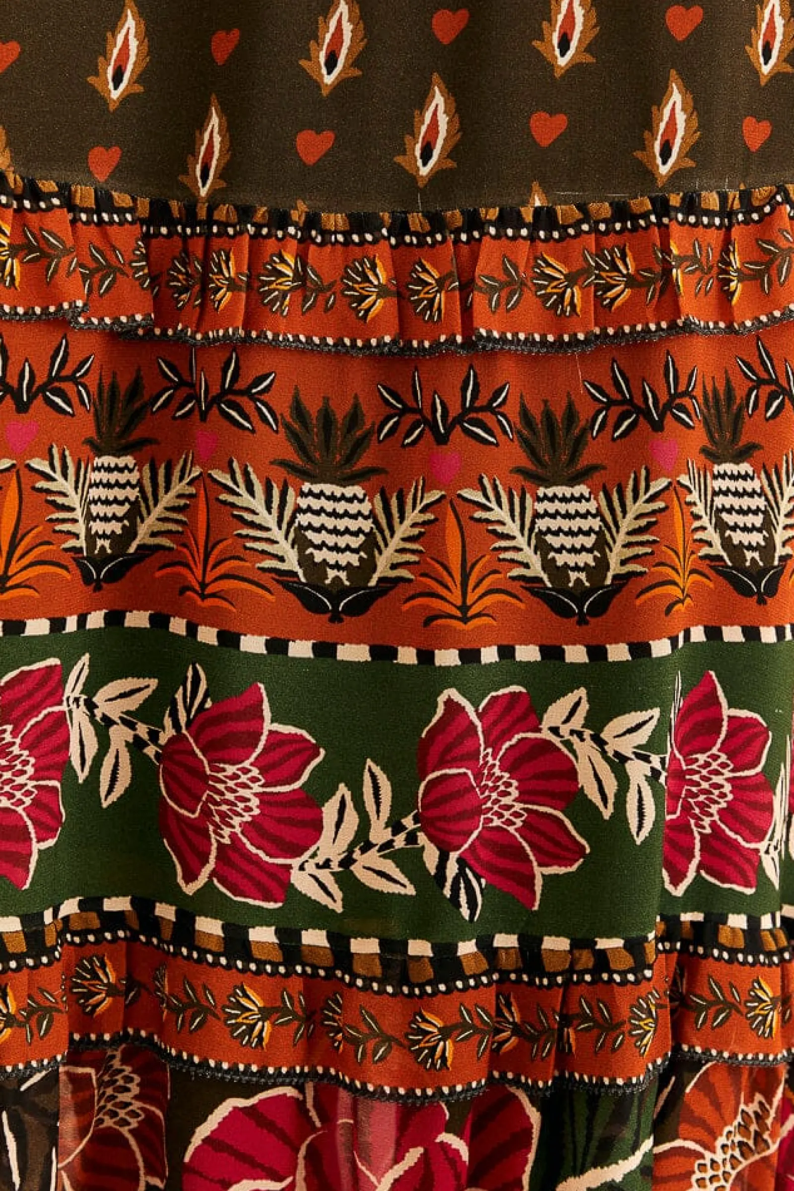 MULTICOLOR AINIKA FLORAL GARDEN TIERED MAXI SKIRT