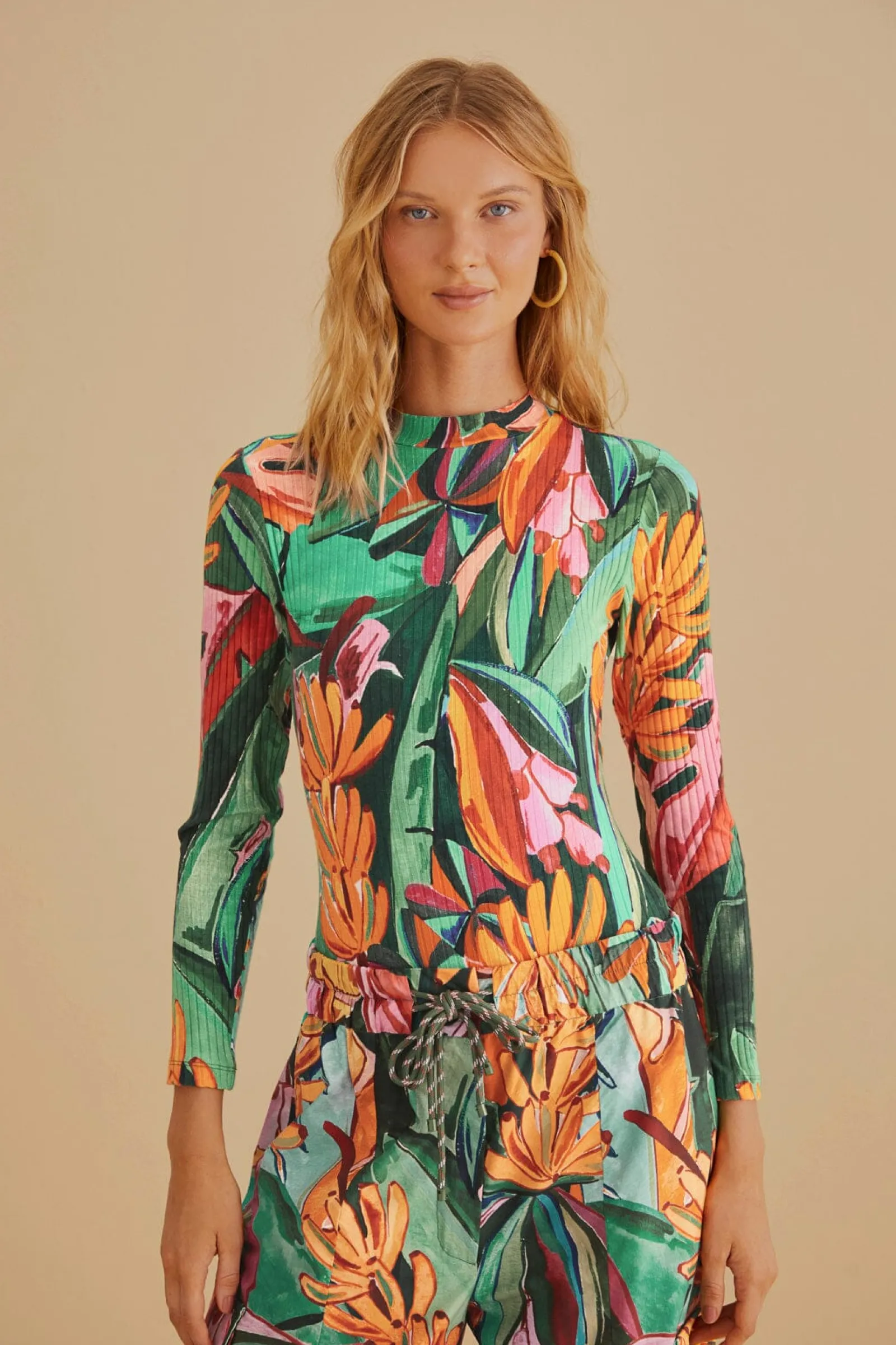  MULTICOLOR BANANA FOLIAGE ORGANIC COTTON BODYSUIT