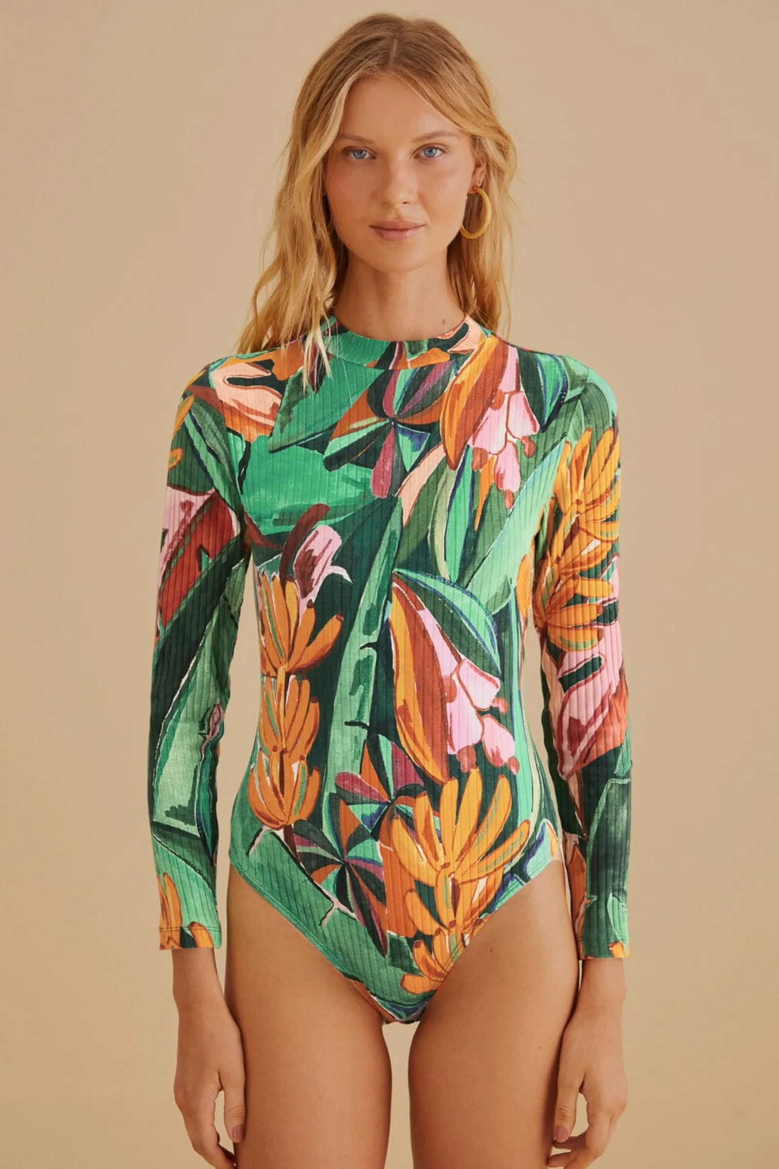  MULTICOLOR BANANA FOLIAGE ORGANIC COTTON BODYSUIT