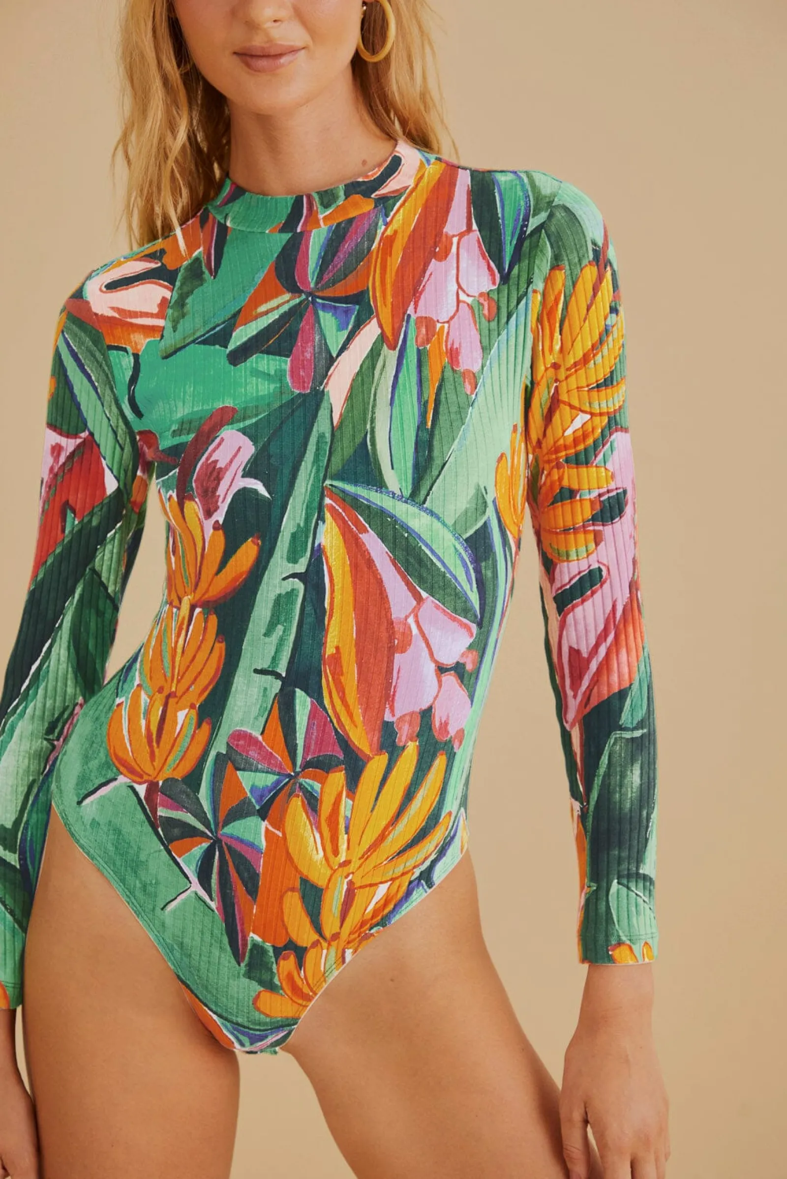  MULTICOLOR BANANA FOLIAGE ORGANIC COTTON BODYSUIT