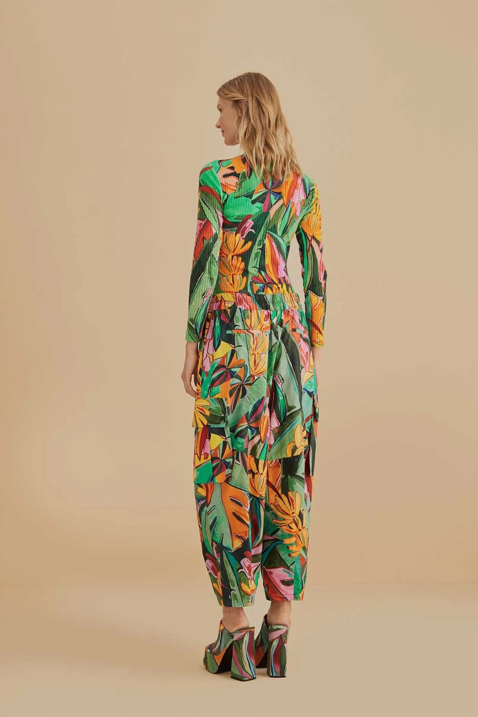 MULTICOLOR BANANA FOLIAGE PANTS