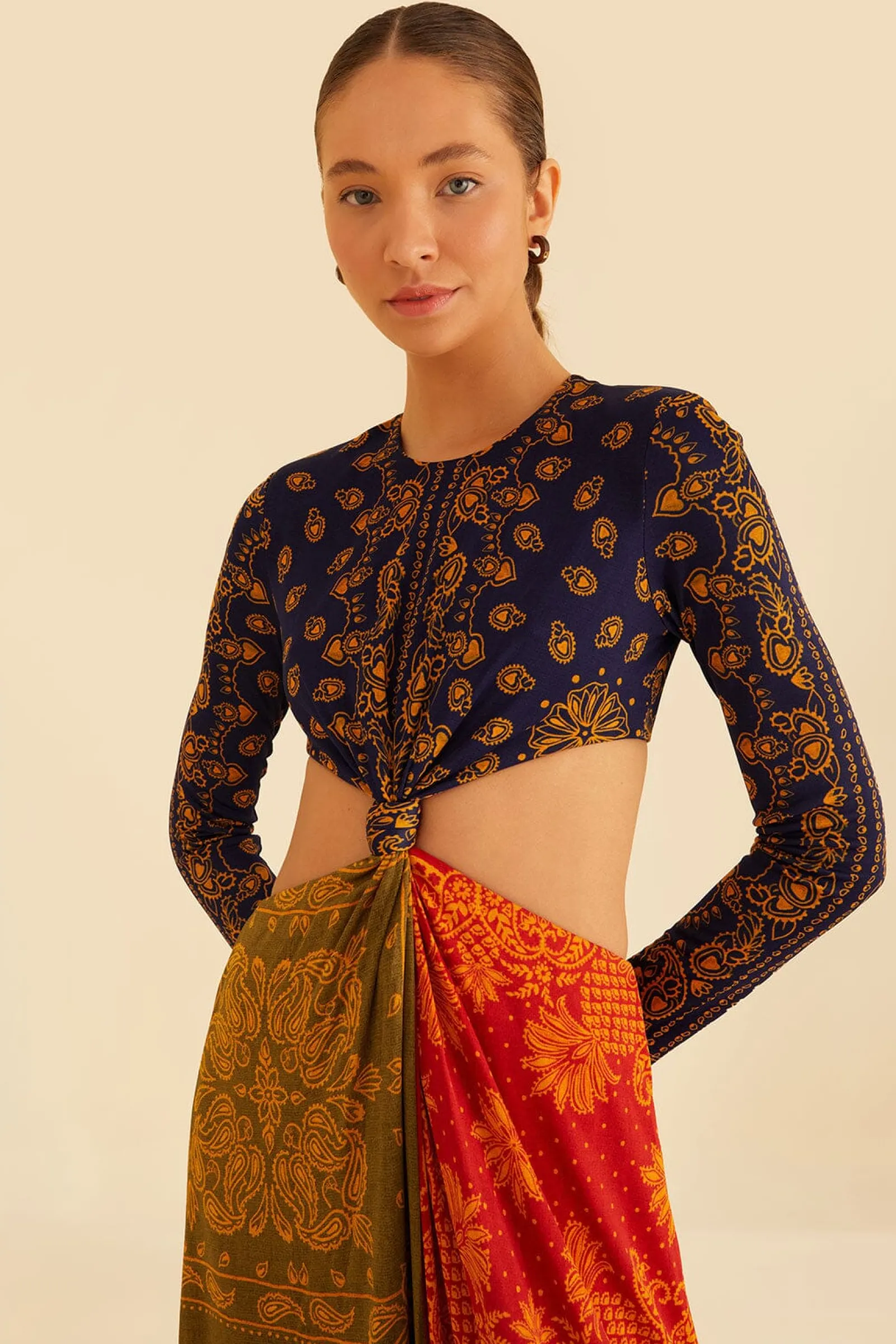 MULTICOLOR BANDANA DREAM CUT OUT MAXI DRESS