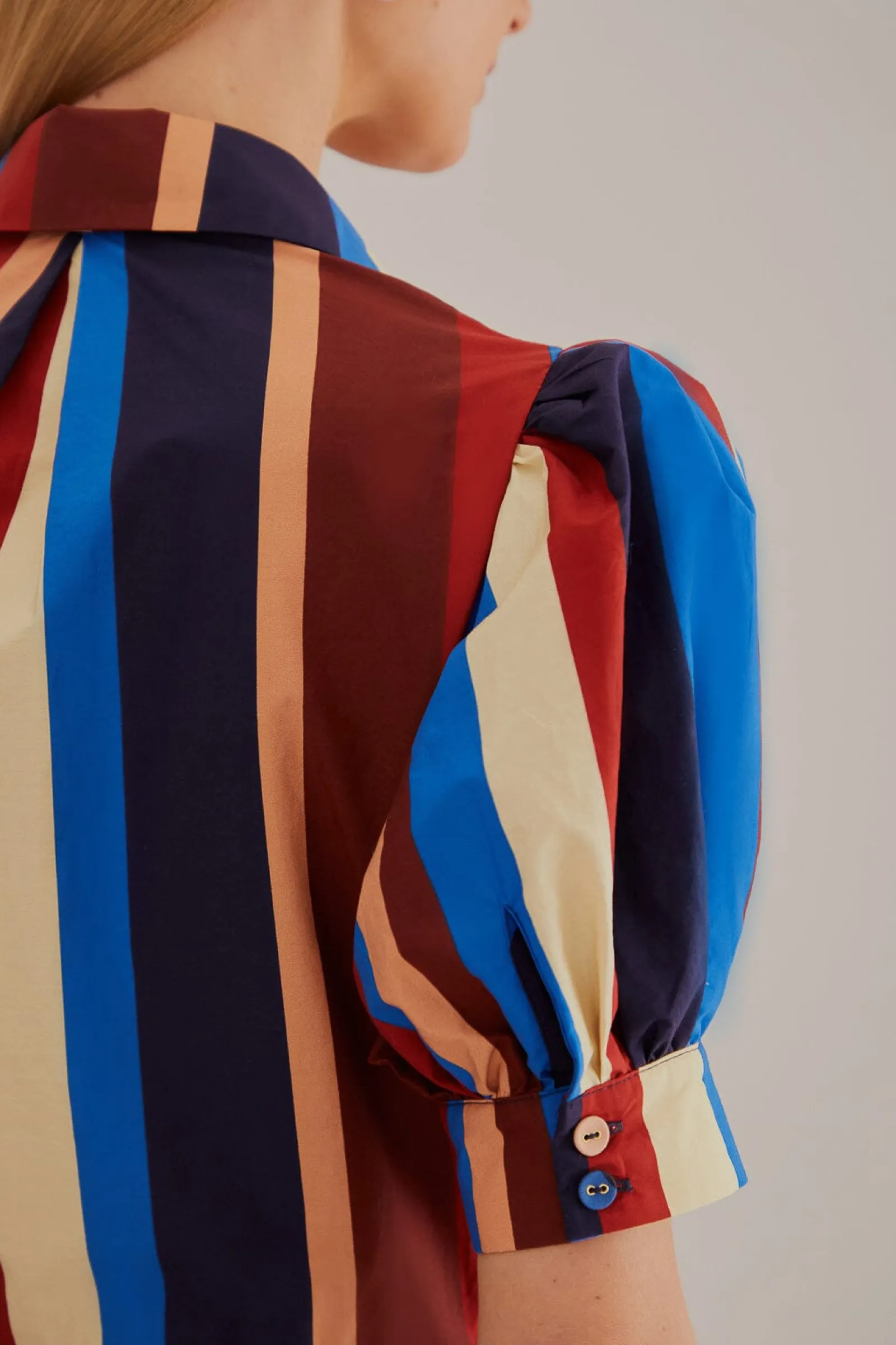 MULTICOLOR WINTER STRIPES SHORT SLEEVE MIDI DRESS