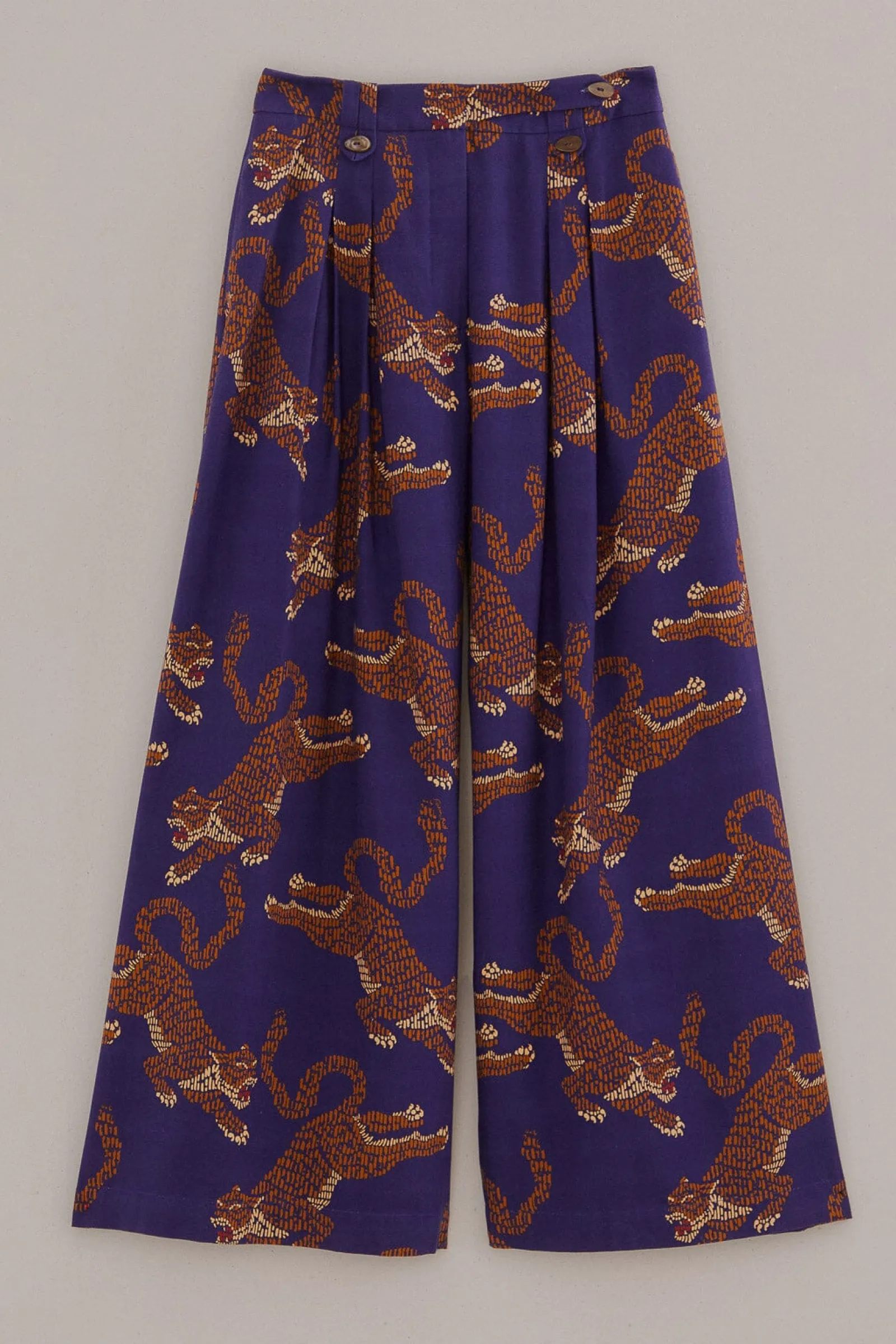 NAVY BLUE LEOPARDS TAILORED PANTS