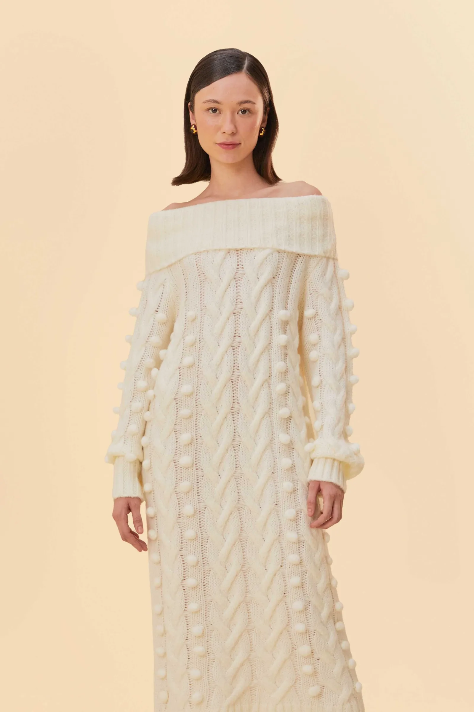 OFF-WHITE BRAIDED MIDI SWEATER DRESS