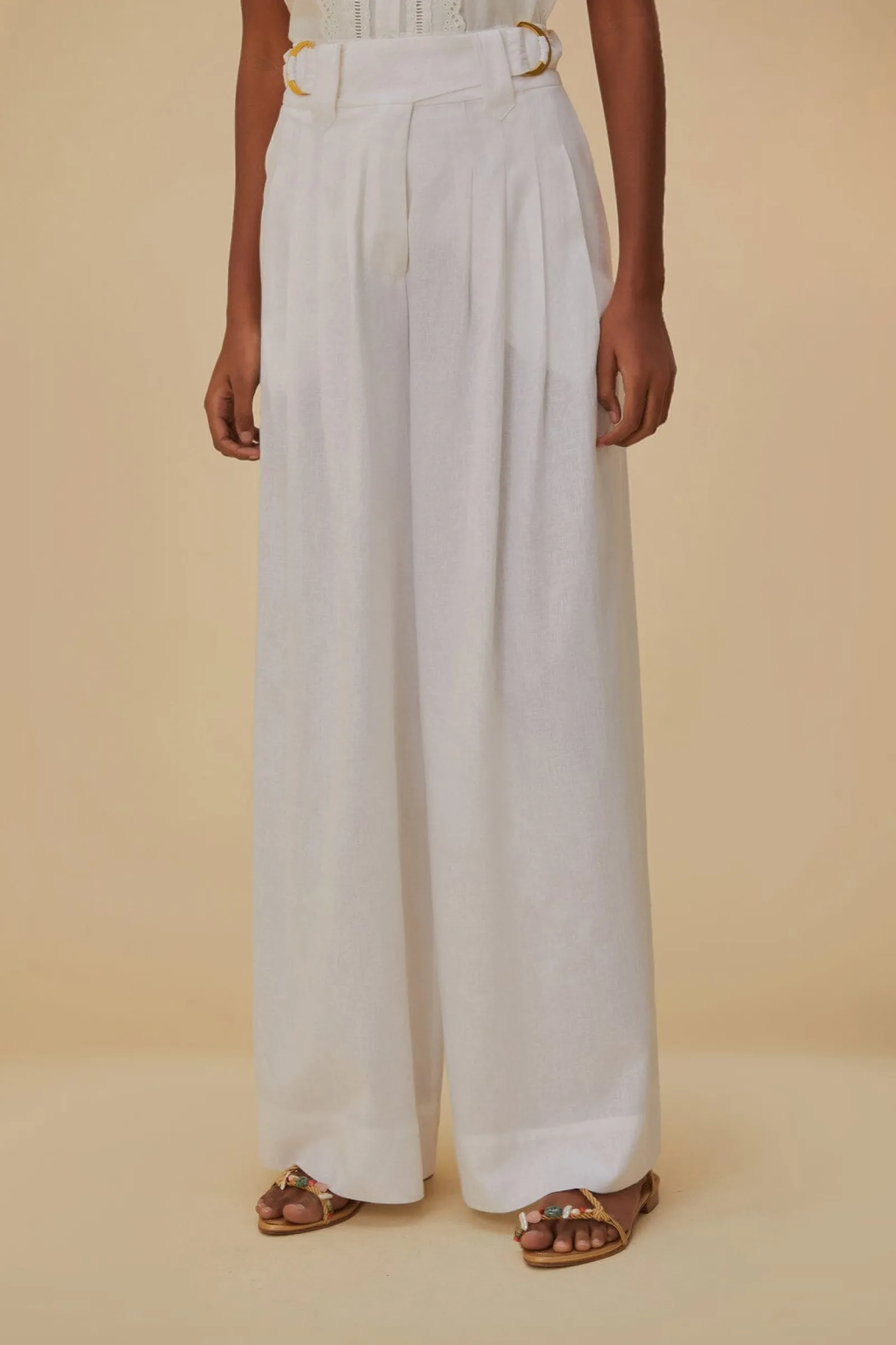 OFF-WHITE LINEN LOW WAIST PANTS