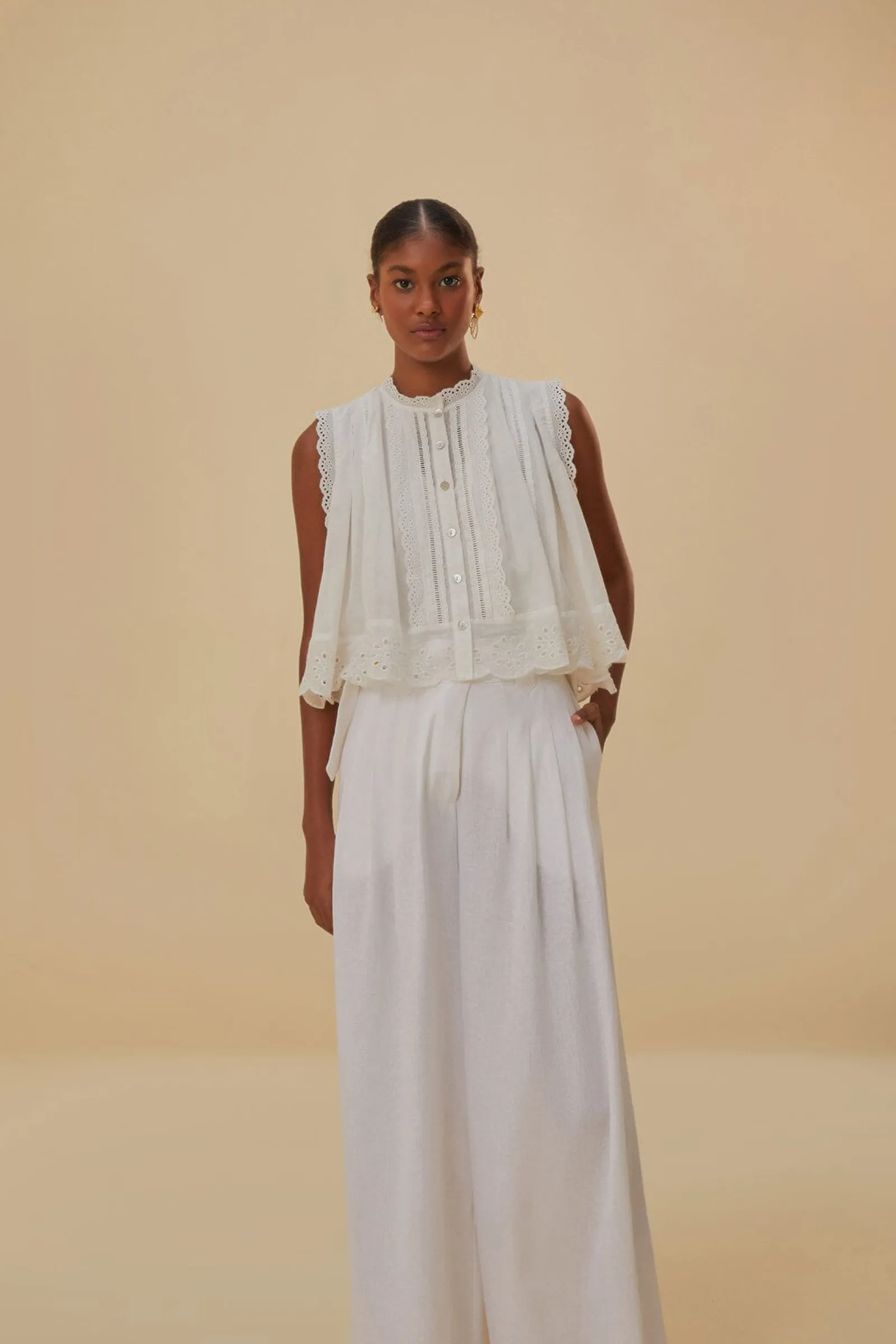 OFF-WHITE LINEN LOW WAIST PANTS