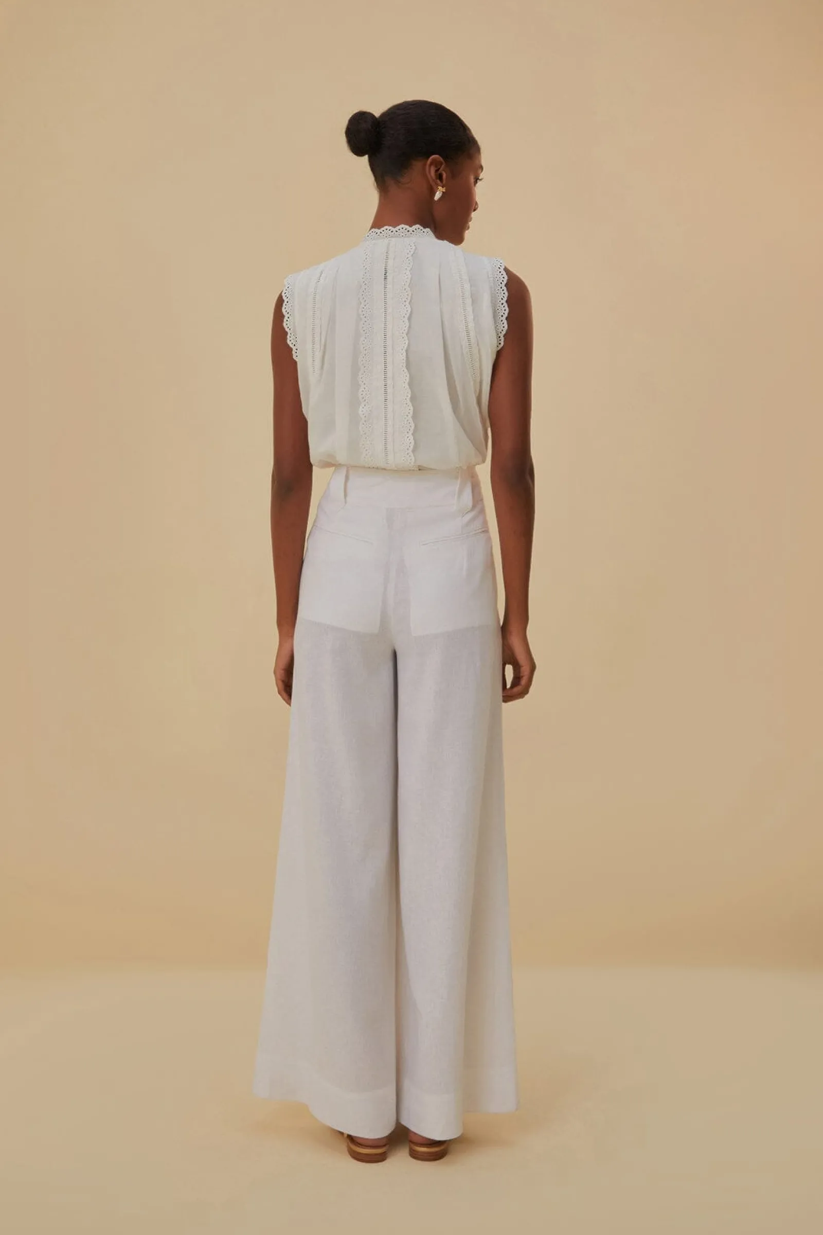 OFF-WHITE LINEN LOW WAIST PANTS