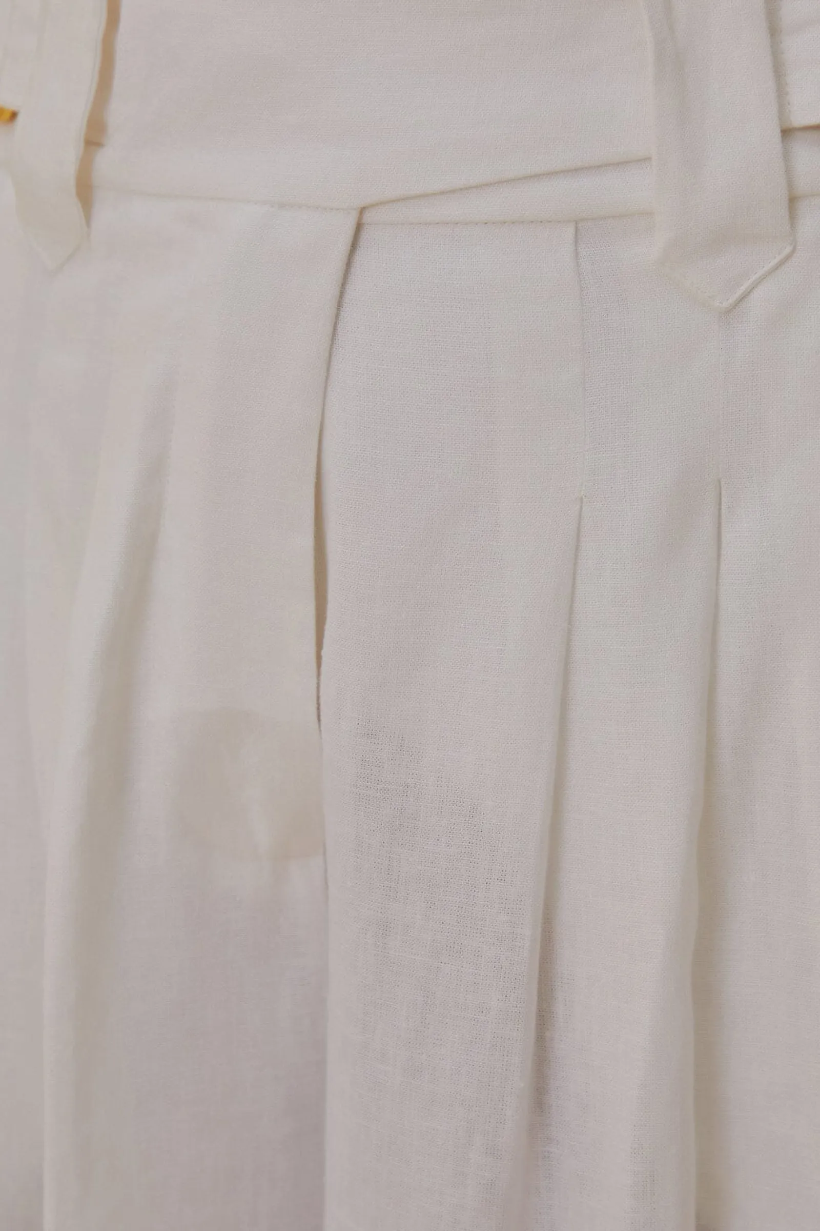 OFF-WHITE LINEN LOW WAIST PANTS