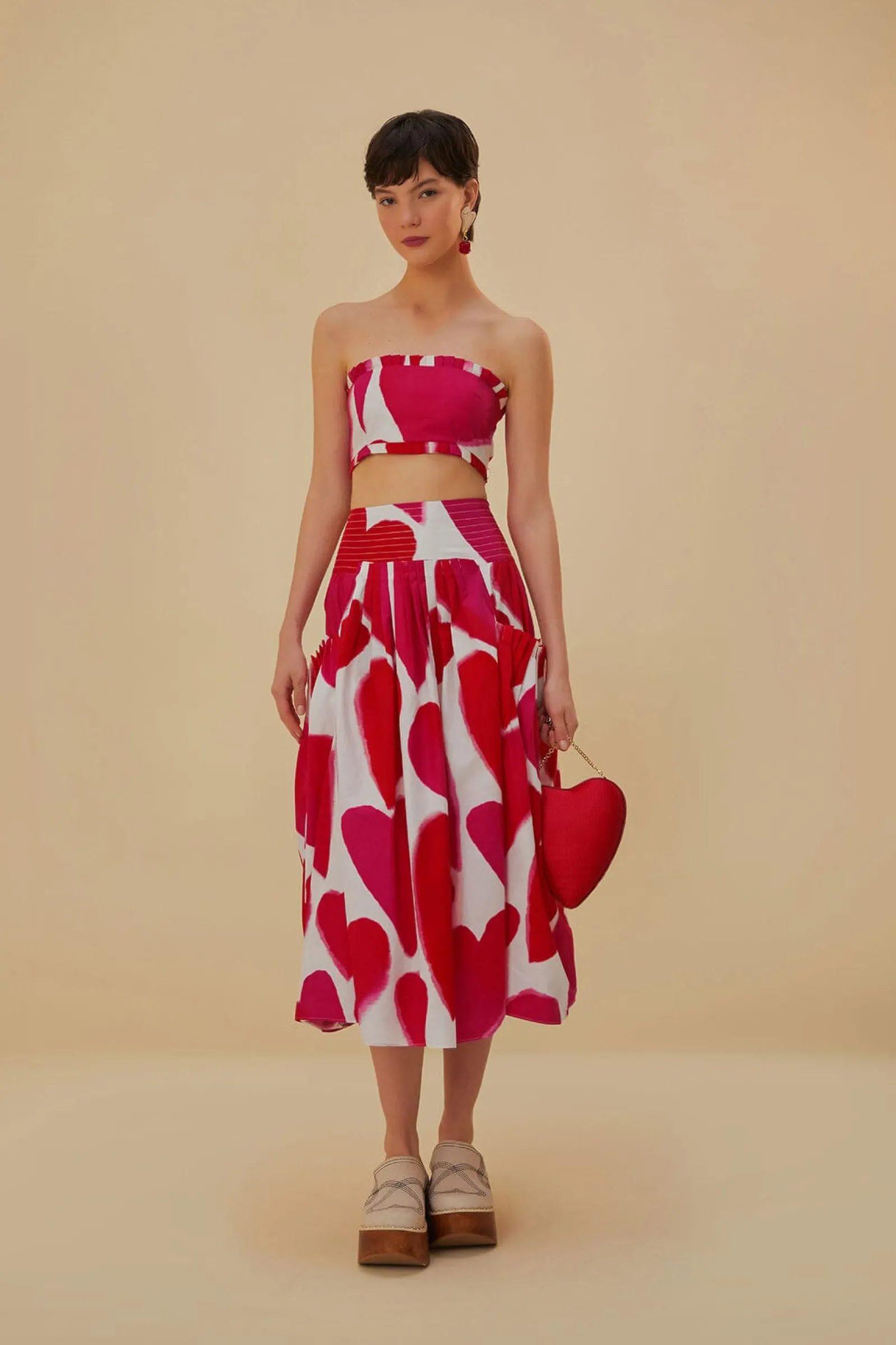  OFF-WHITE PAINTED HEARTS MIDI SKIRT
