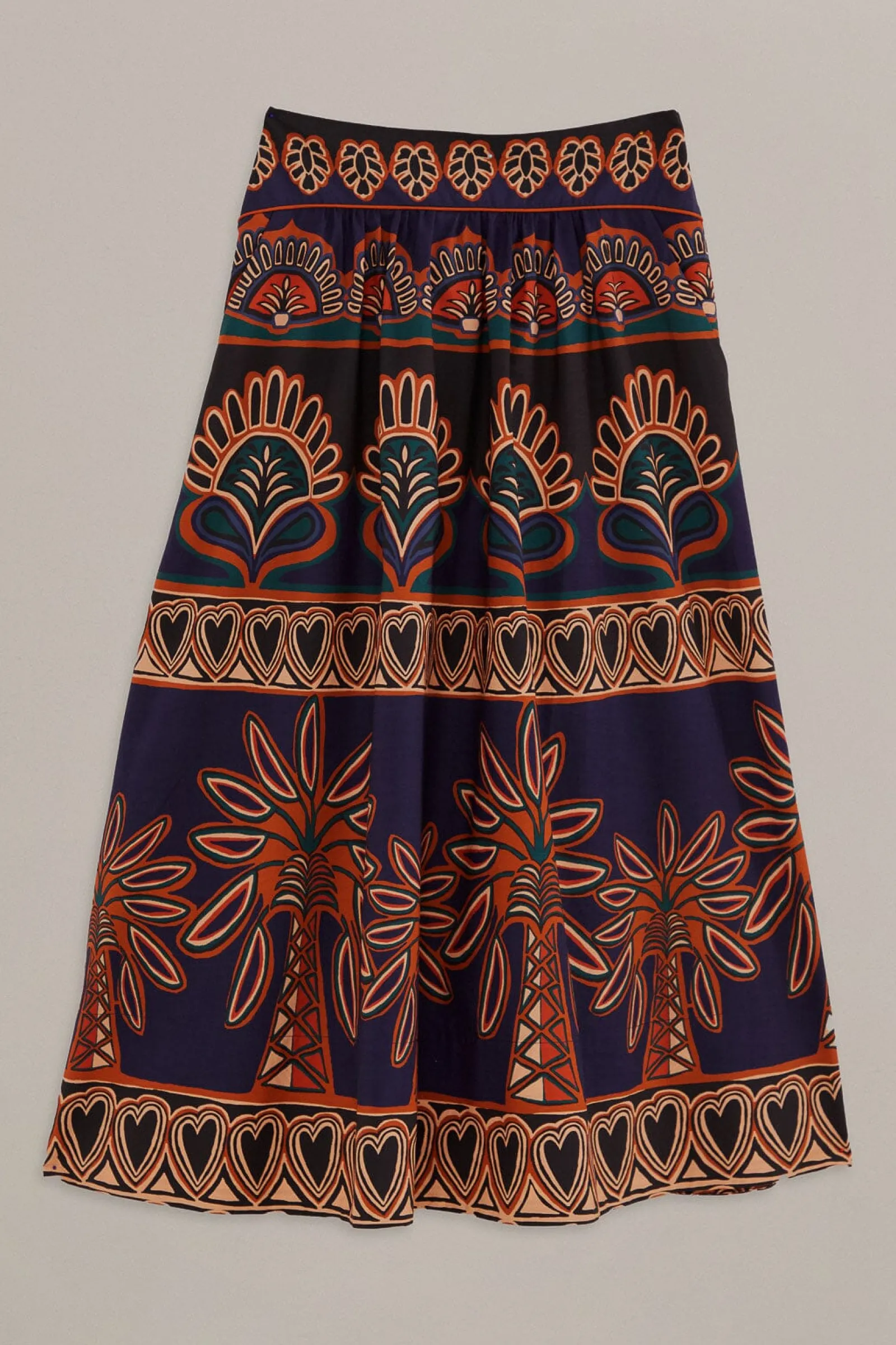 ORANGE AINIKA TAPESTRY MIDI SKIRT