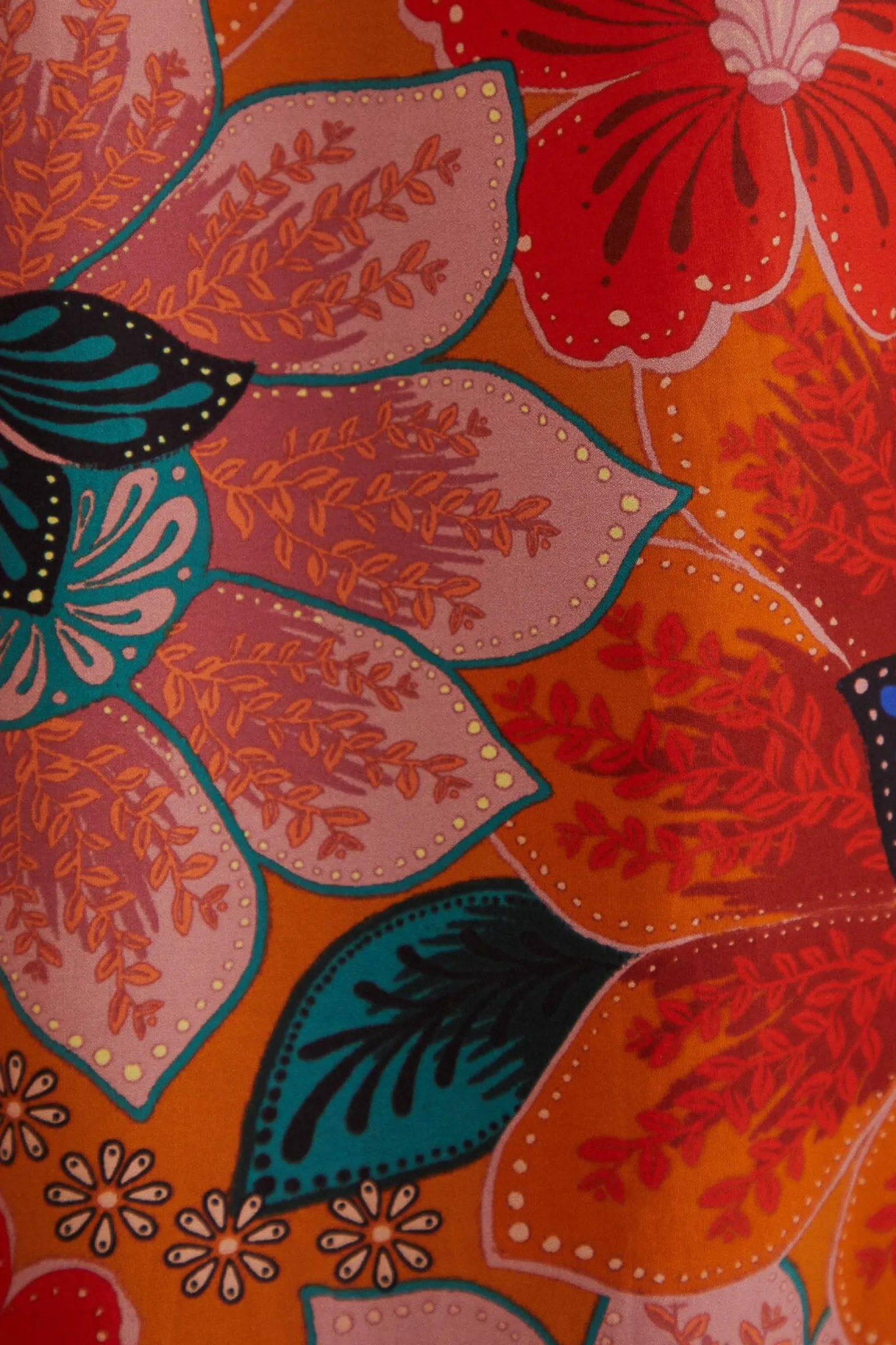 ORANGE MARIAS FLORAL CUT-OUT MIDI DRESS