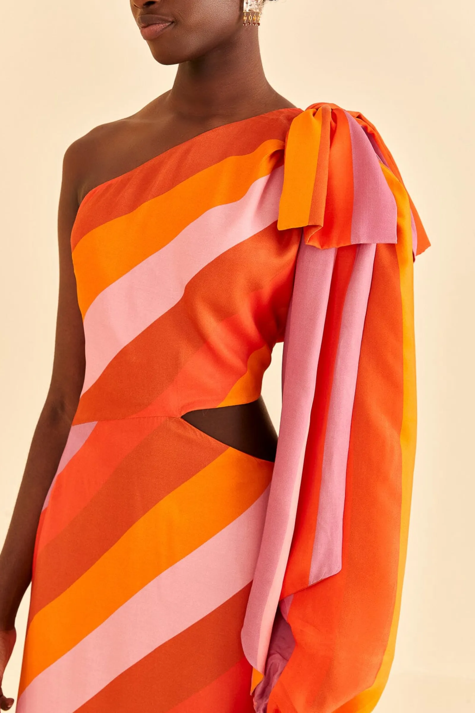 PARTY STRIPES MULTICOLOR ONE SHOULDER MAXI DRESS