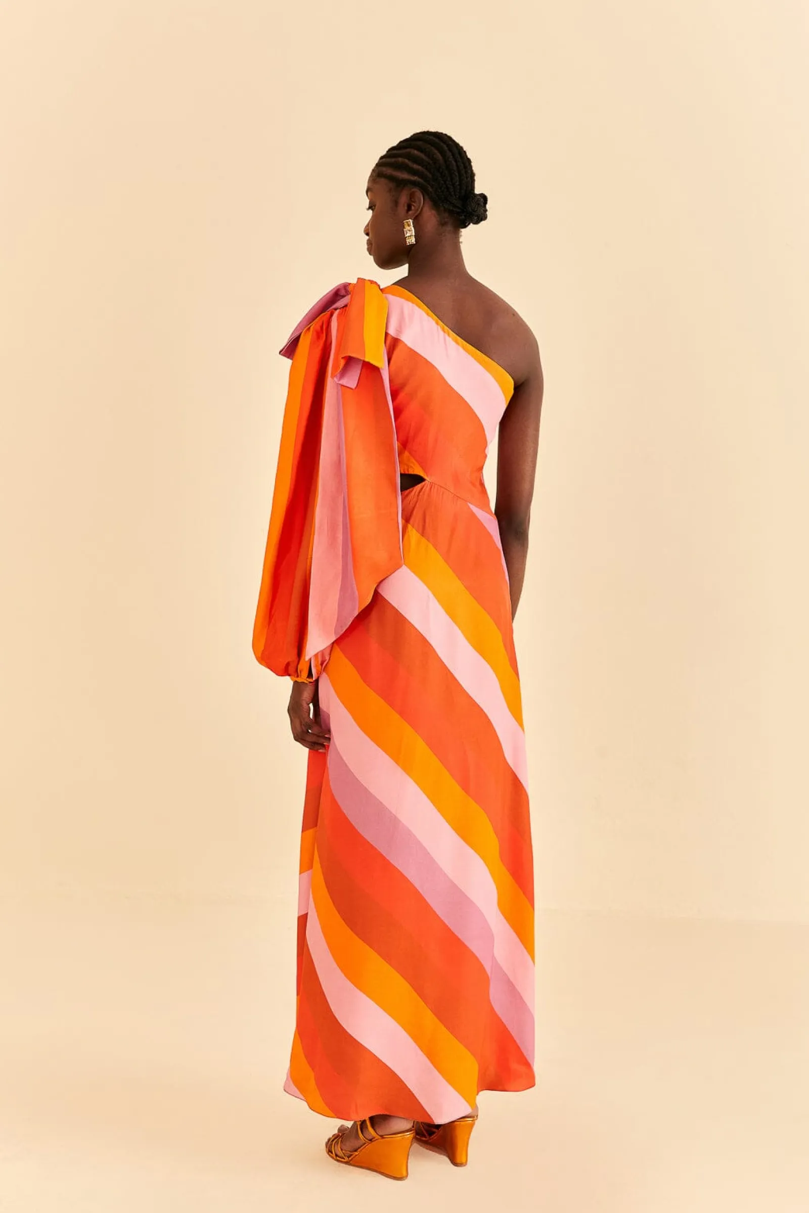 PARTY STRIPES MULTICOLOR ONE SHOULDER MAXI DRESS