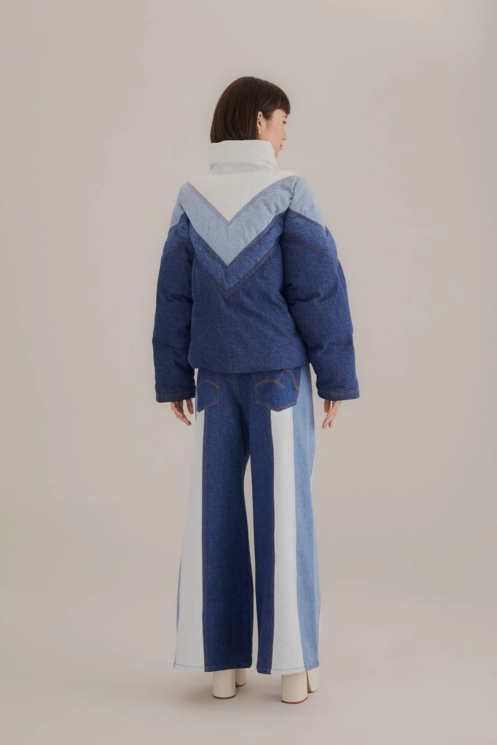 PATCHWORK DENIM WIDE PANTS