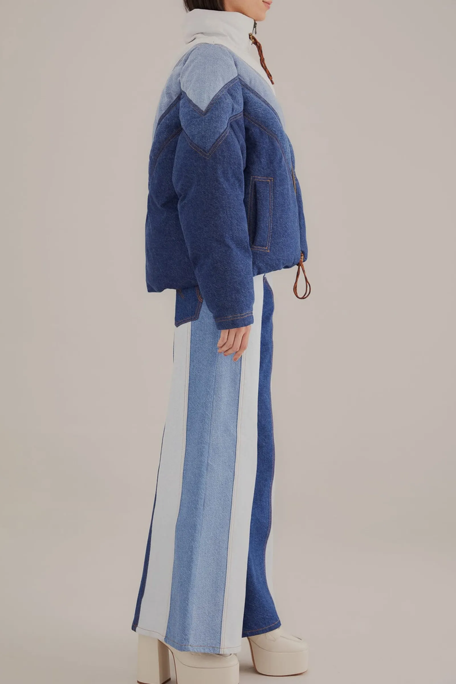 PATCHWORK DENIM WIDE PANTS