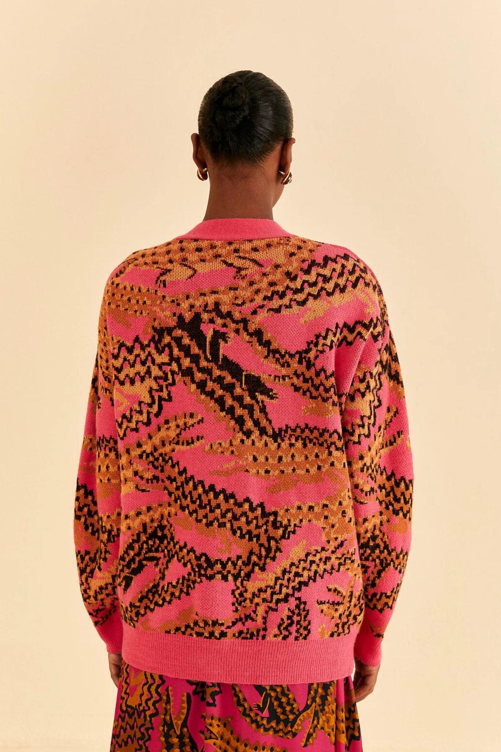 PINK CROCO KNIT CARDIGAN