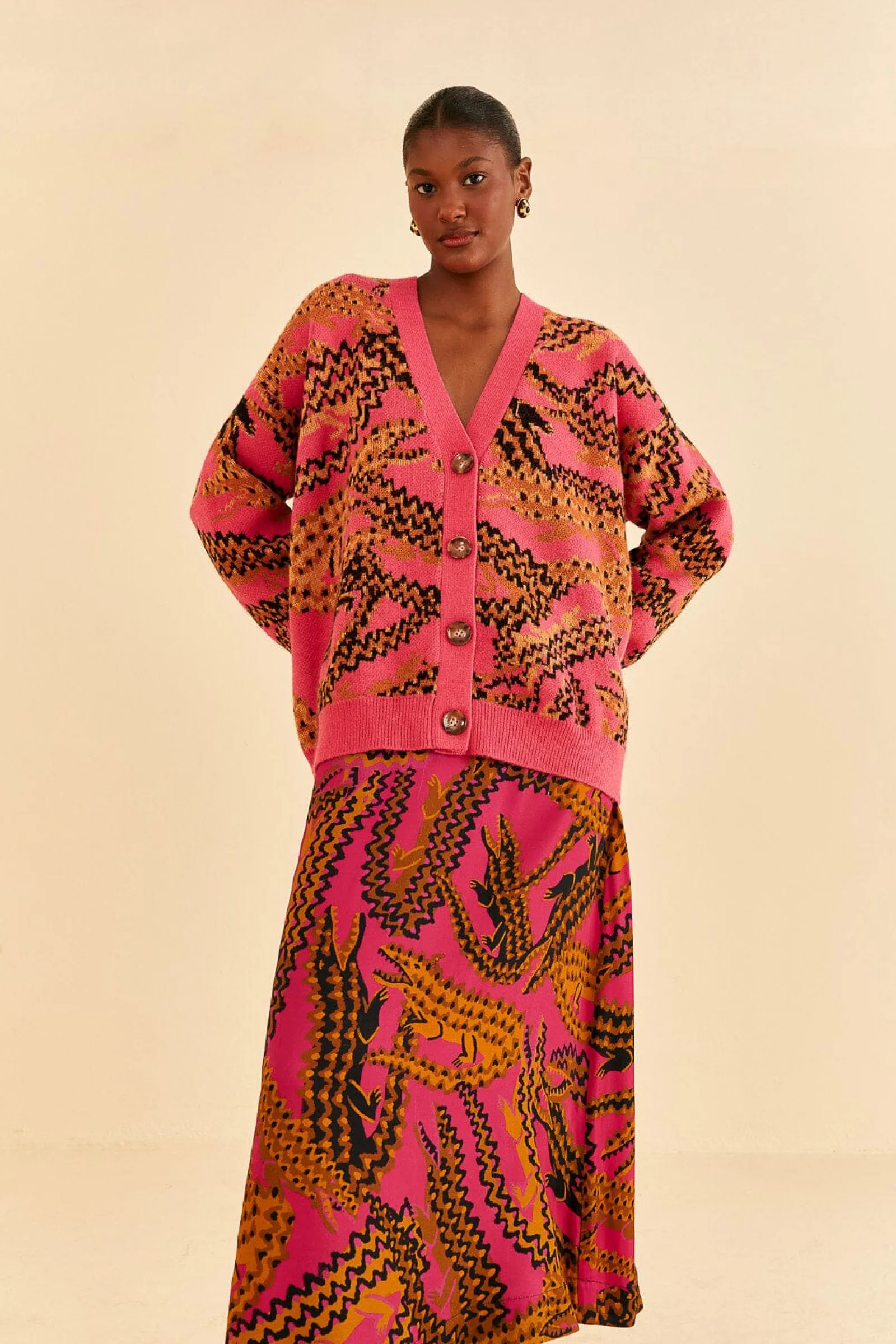  PINK CROCO MIDI SKIRT