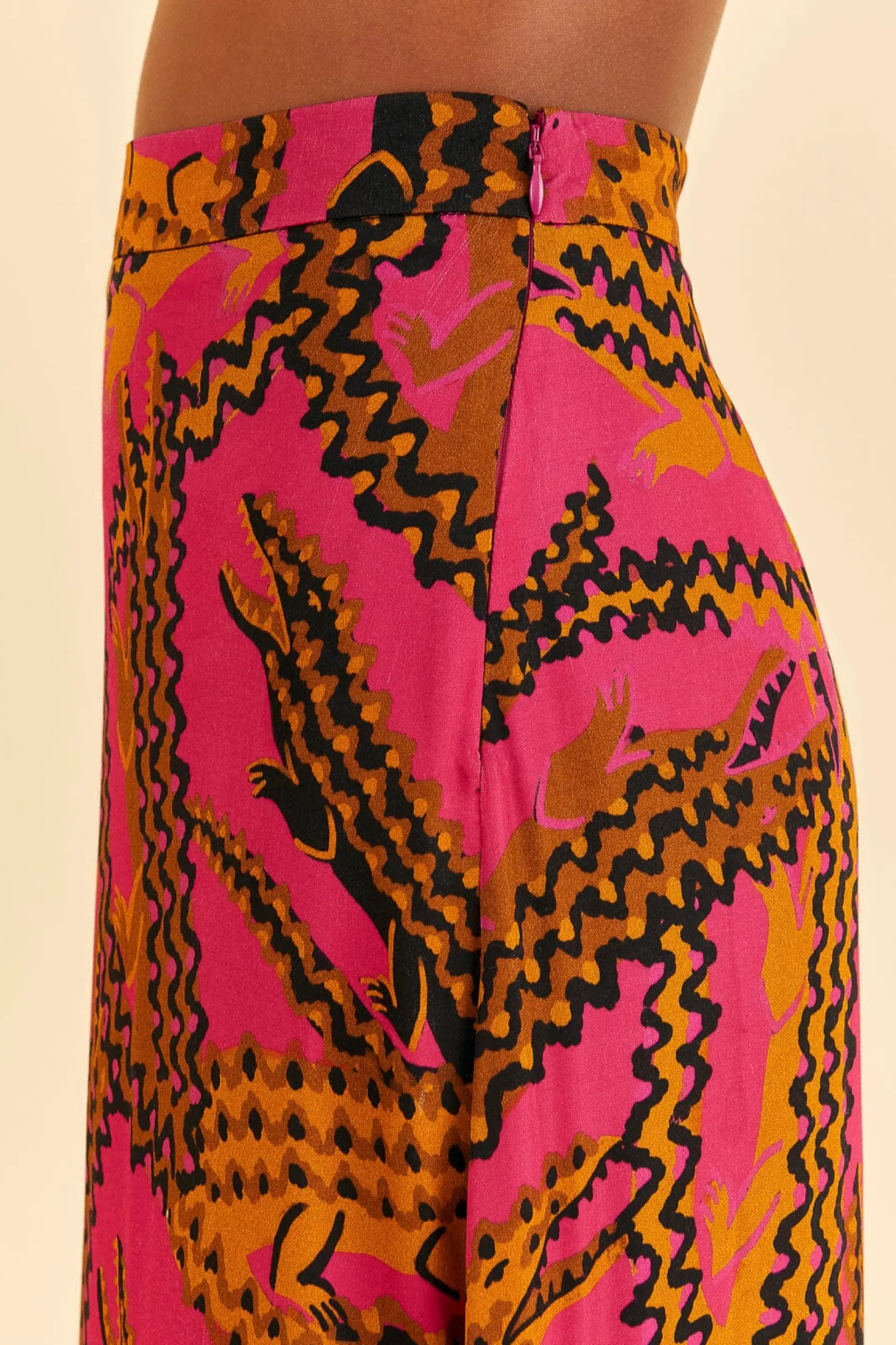 PINK CROCO MIDI SKIRT