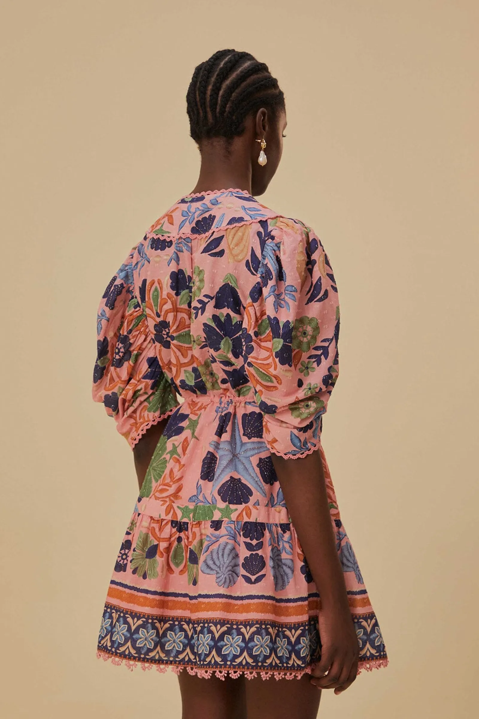 PINK SEASHELL TAPESTRY MINI DRESS