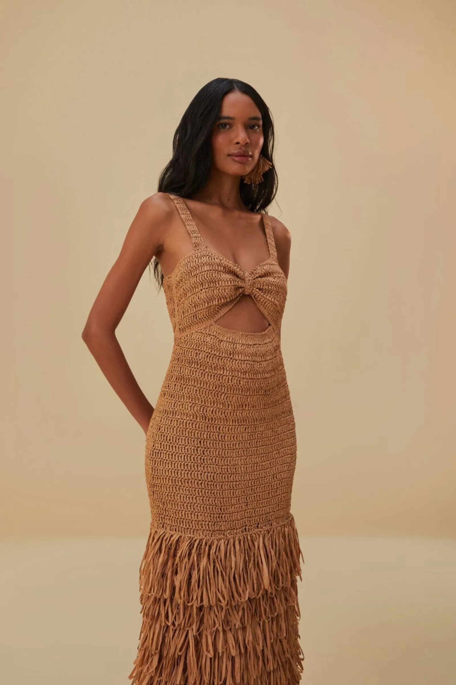 RAFFIA CUT-OUT MIDI DRESS