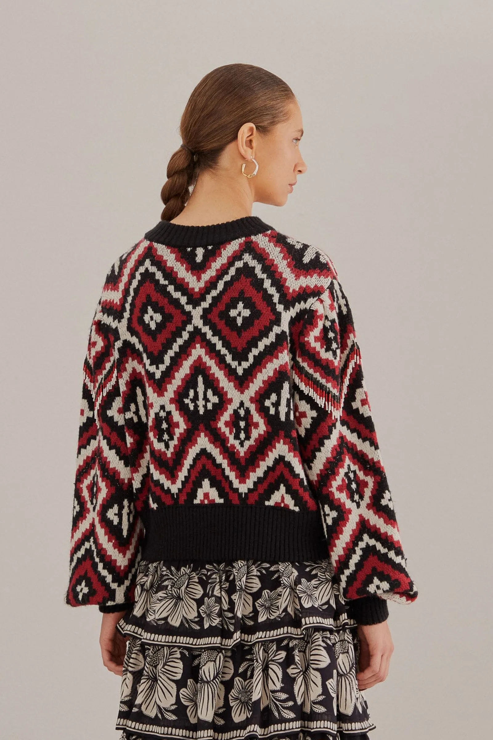 RAUTI BEADED KNIT SWEATER