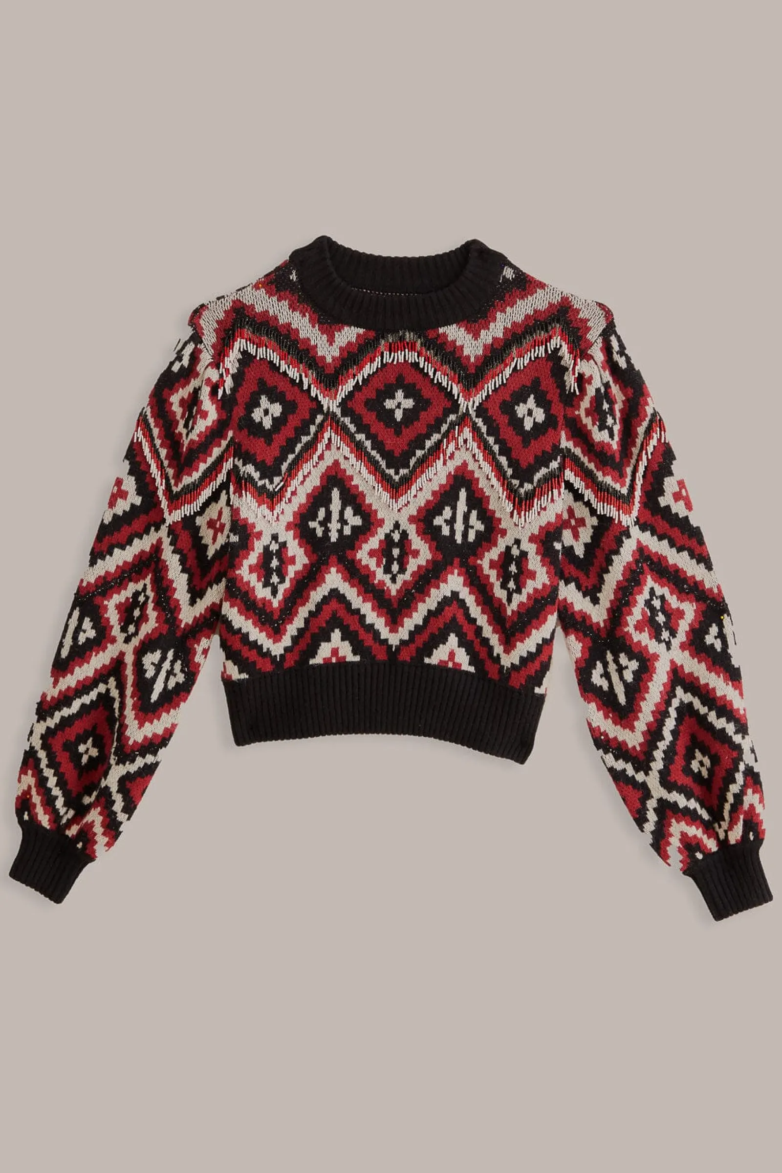 RAUTI BEADED KNIT SWEATER