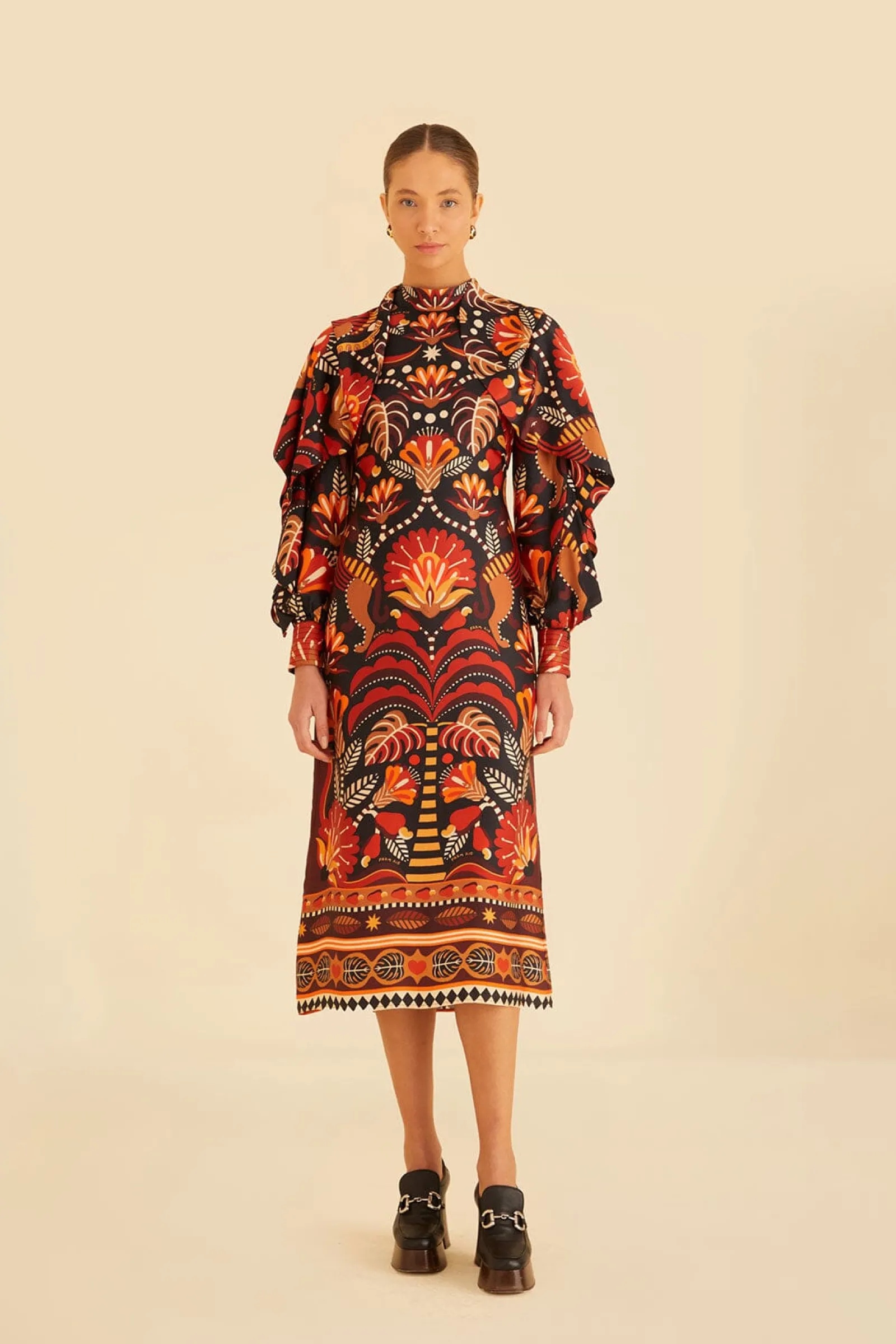  RED NATURE BEAUTY SCARF BACKLESS MIDI DRESS