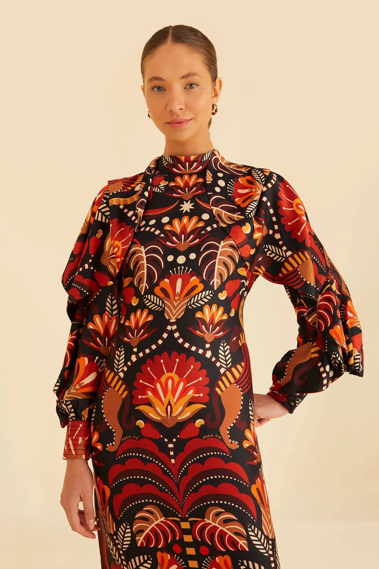 RED NATURE BEAUTY SCARF BACKLESS MIDI DRESS