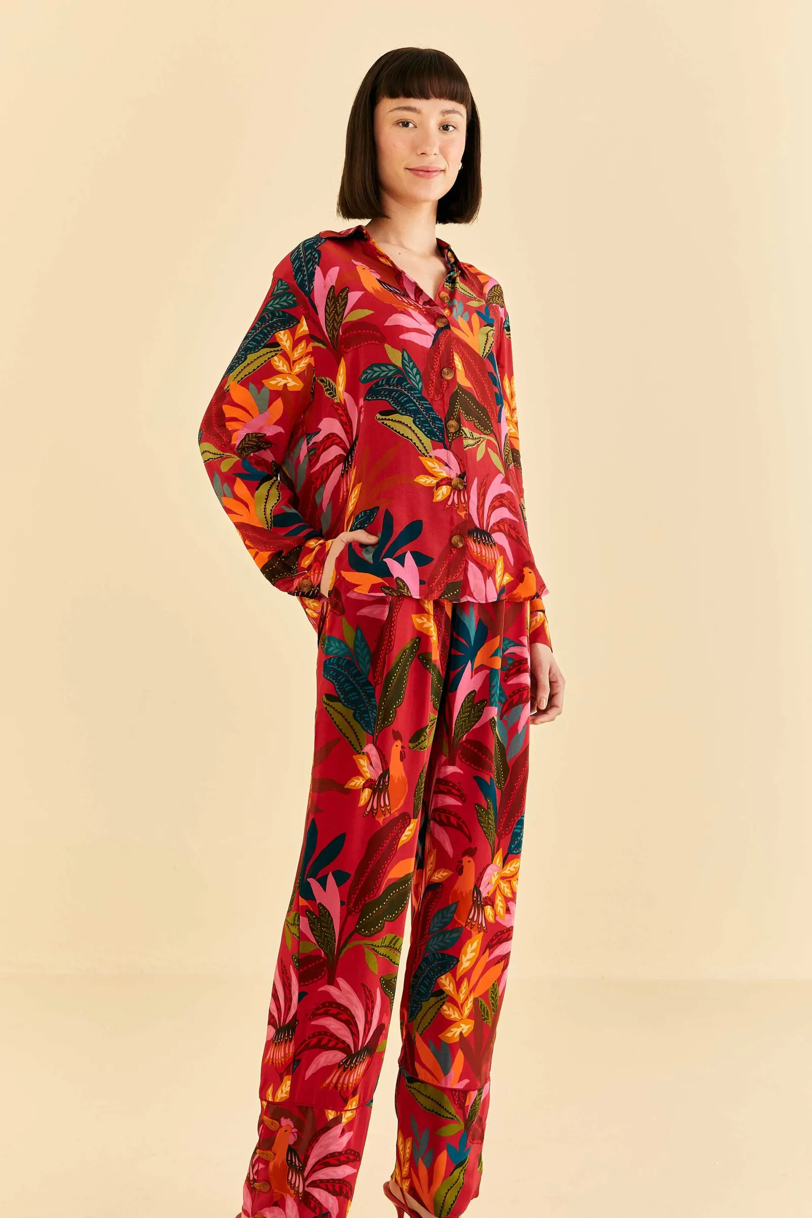 RED ROOSTER LEAVES PANTS