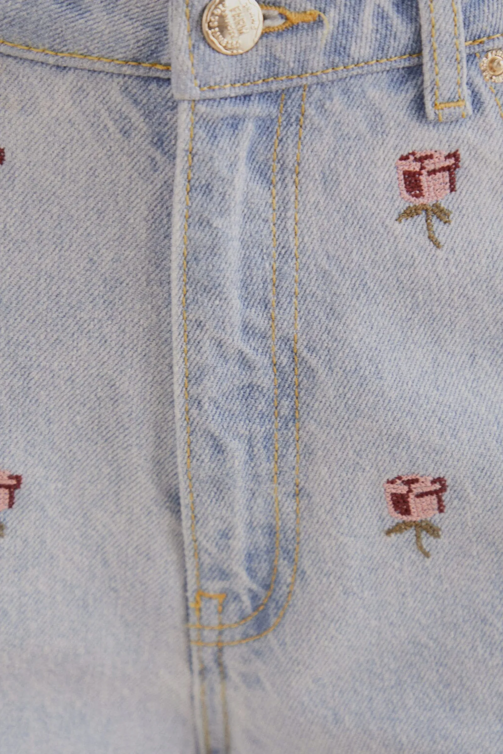 ROSE EMBROIDERED DENIM PANTS