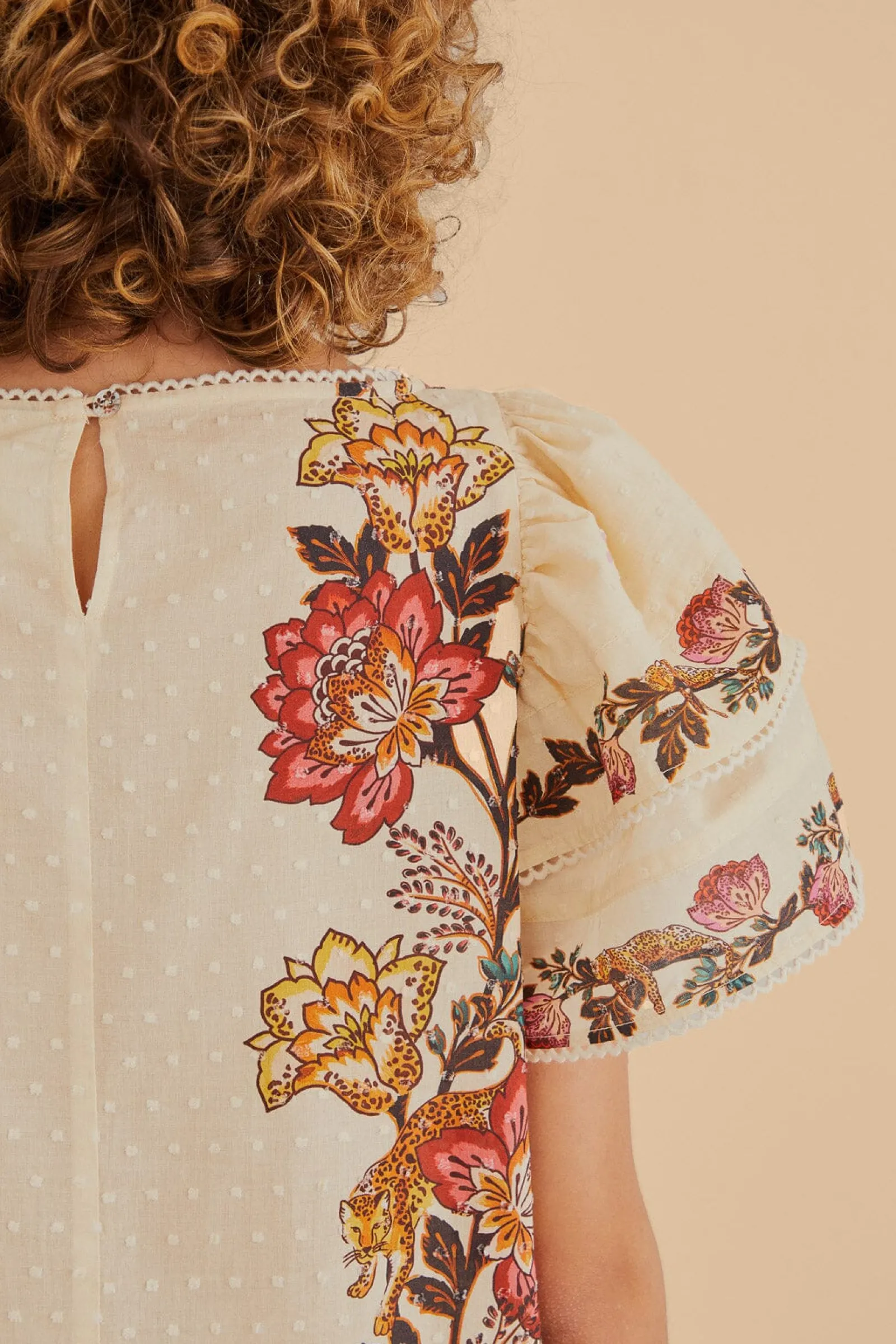SAND LEOPARD FLOWERS BLOUSE