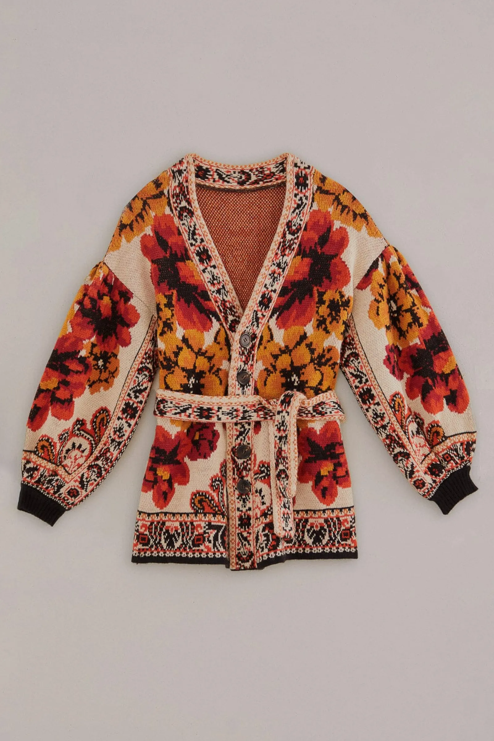 SAND WINTER TAPESTRY KNIT CARDIGAN
