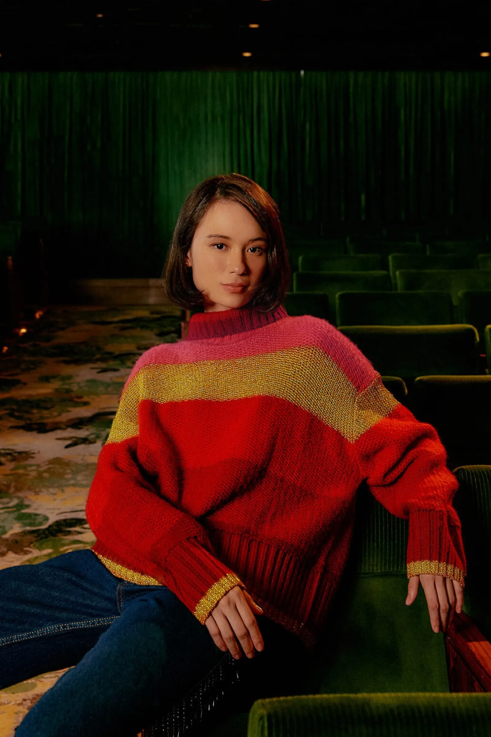  SHINY STRIPES KNIT SWEATER