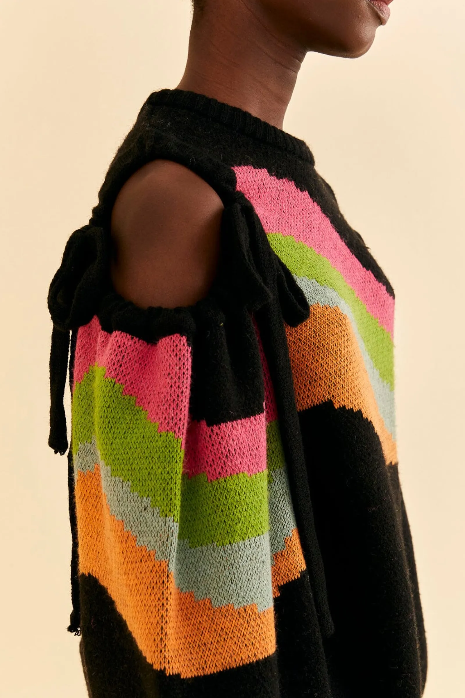 SHOULDER CUT OUTS KNIT SWEATER