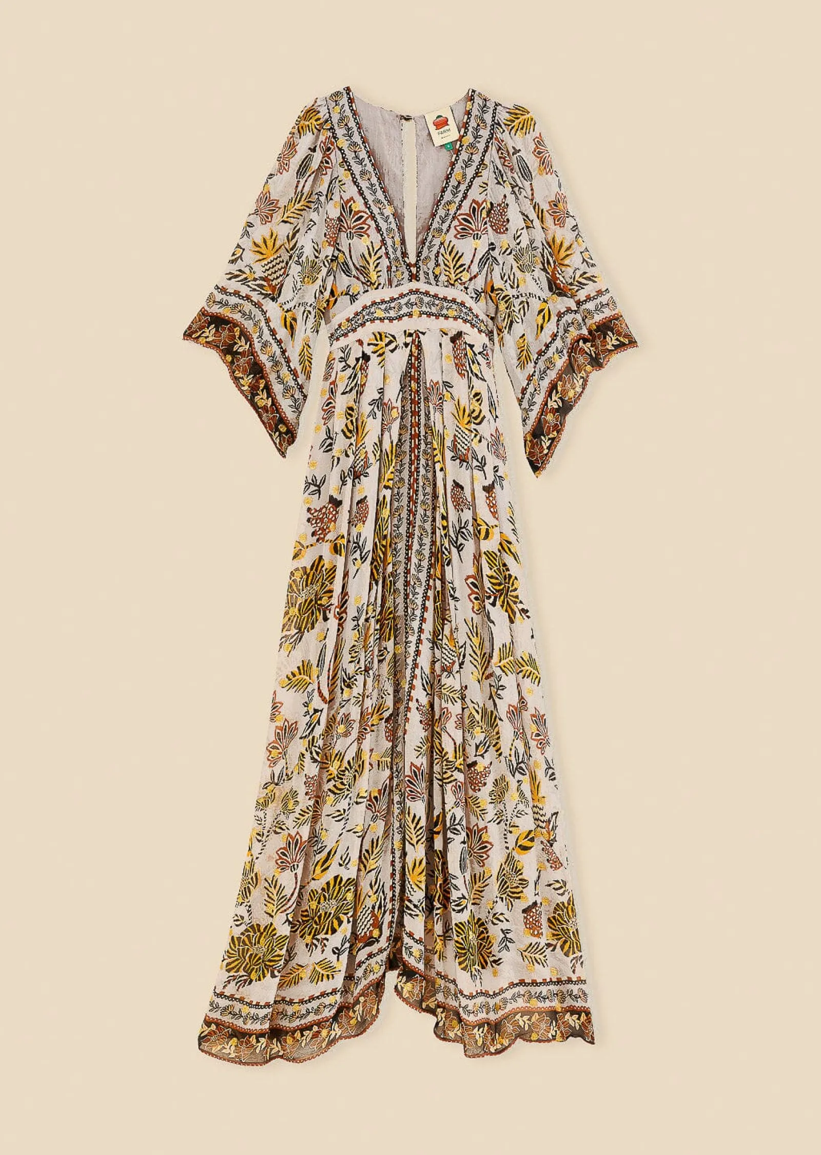 SILVER FLORAL TAPESTRY MAXI DRESS