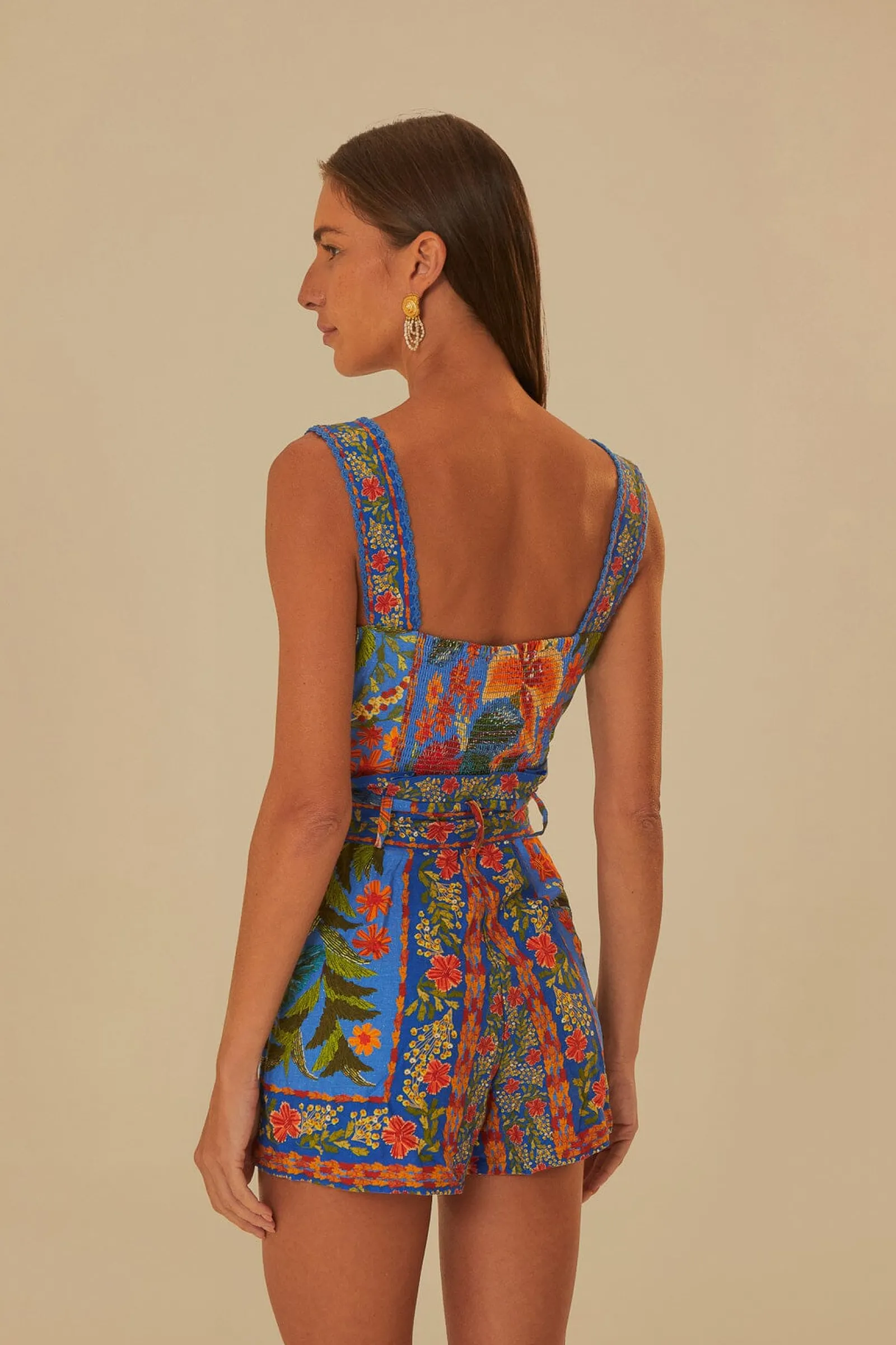 STICHED GARDEN BLUE ROMPER