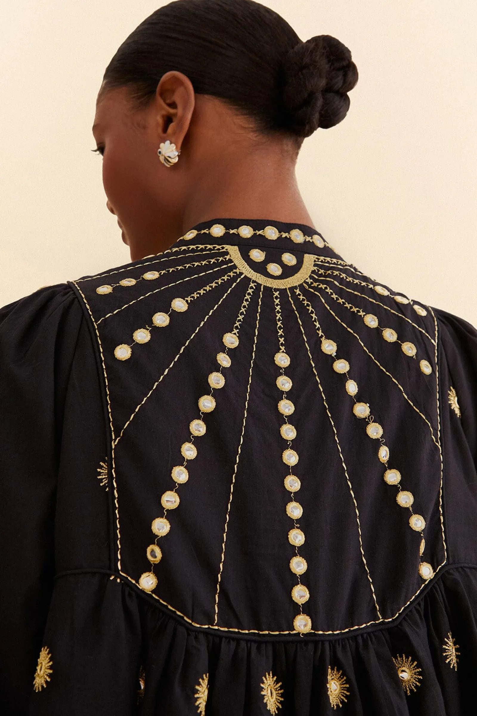 SUN EMBROIDERED MIDI DRESS